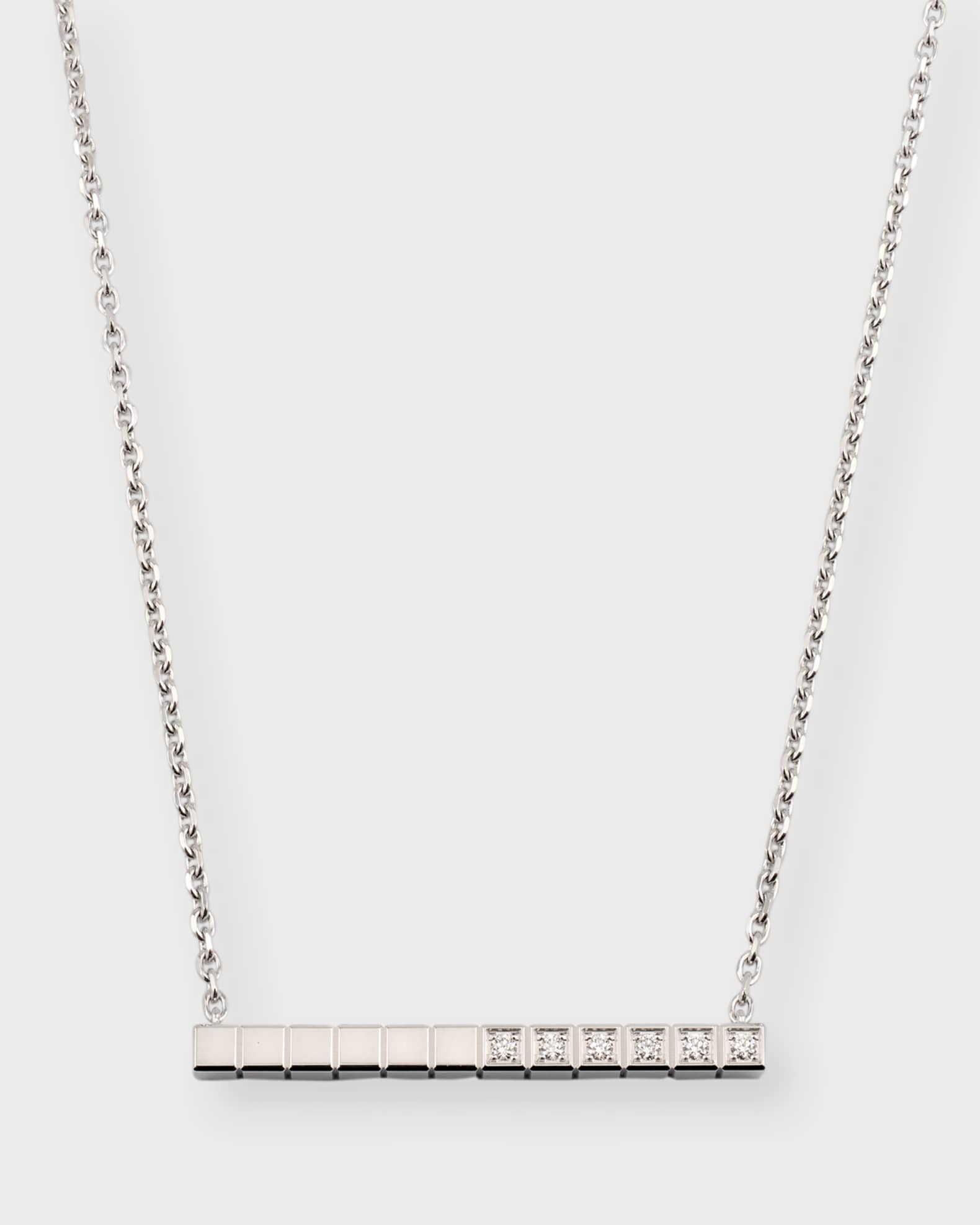 Chopard Ice Cube 18K White Gold Diamond Bar Necklace