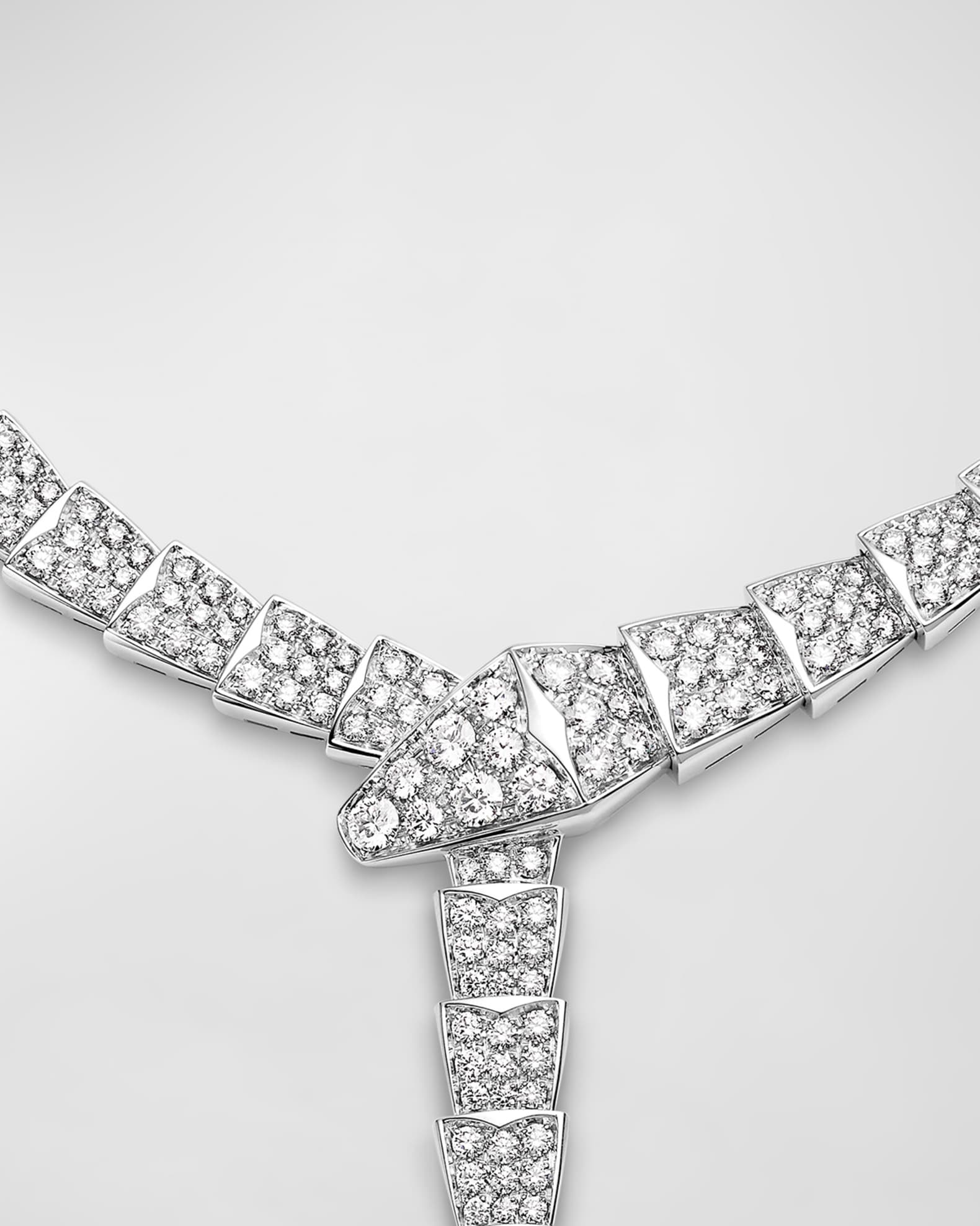 BVLGARI Serpenti 18k White Gold Diamond Necklace Neiman Marcus