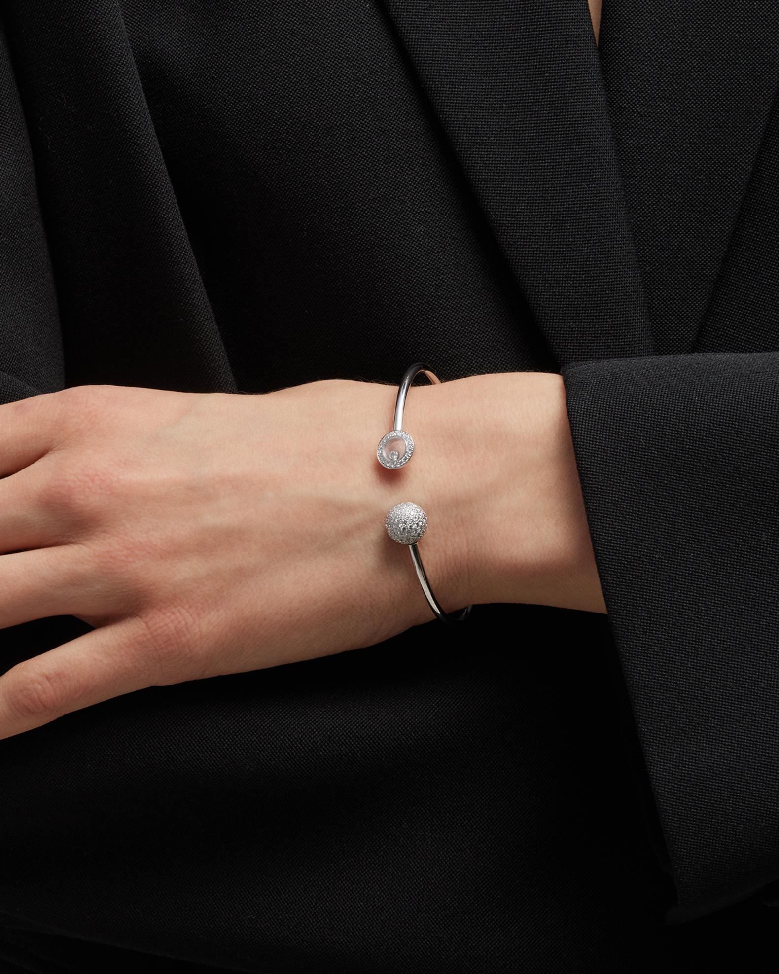 Chopard Happy Diamonds Planet 18K White Gold Bangle, Size Medium ...
