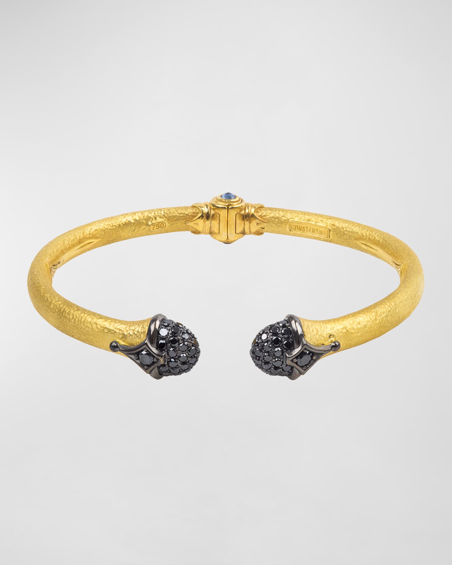 18k Black Diamond Pave Bangle w/ Sapphire 0