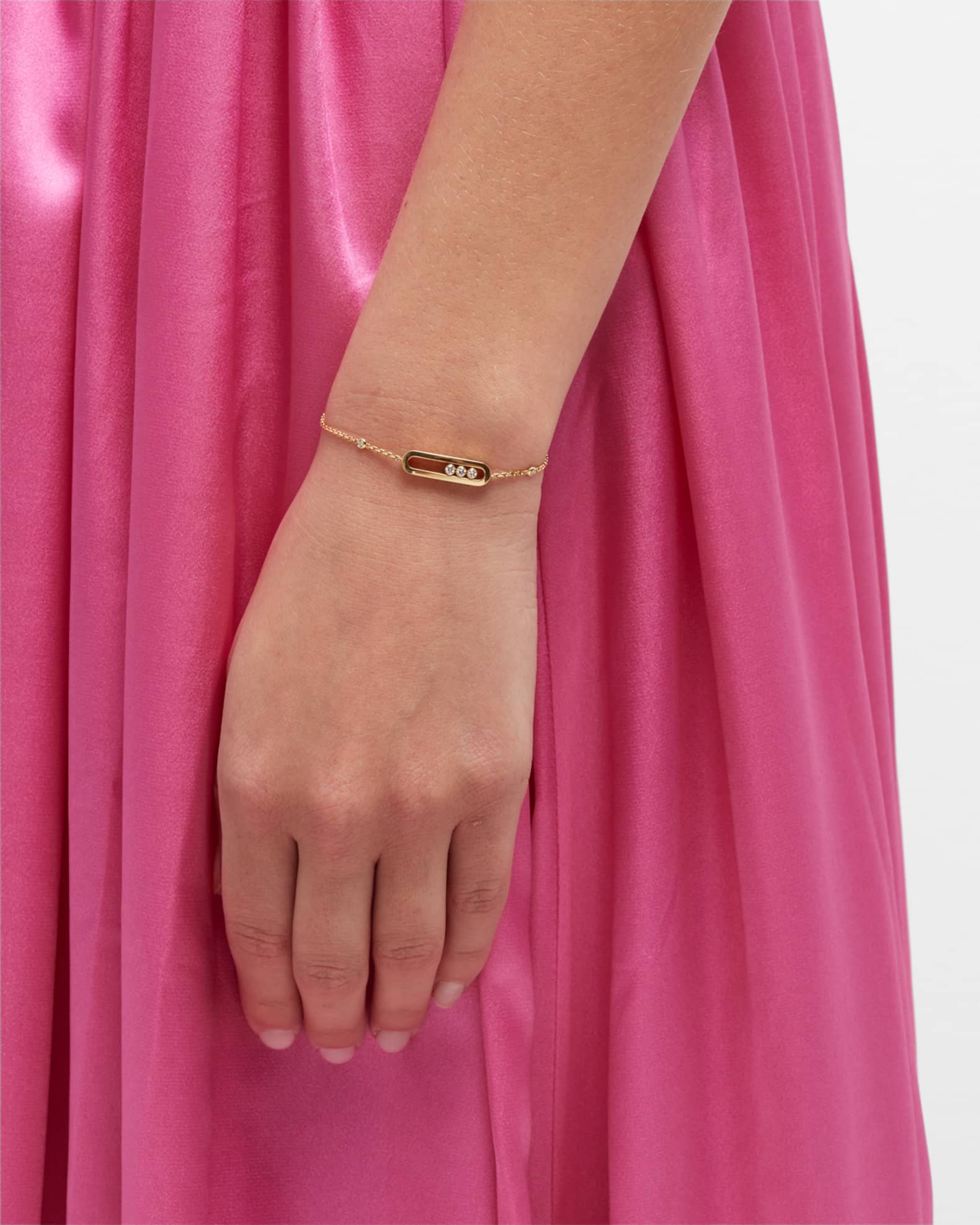 Baby Move Diamond Station Chain Bracelet in 18K Yellow Gold, 0.10 tdcw 1