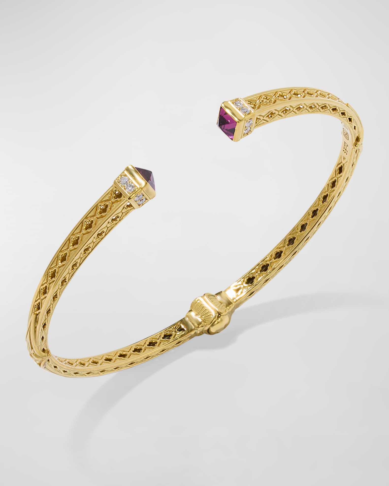 18K Yellow Gold Rhodolite and VVS White Diamond Bracelet 1