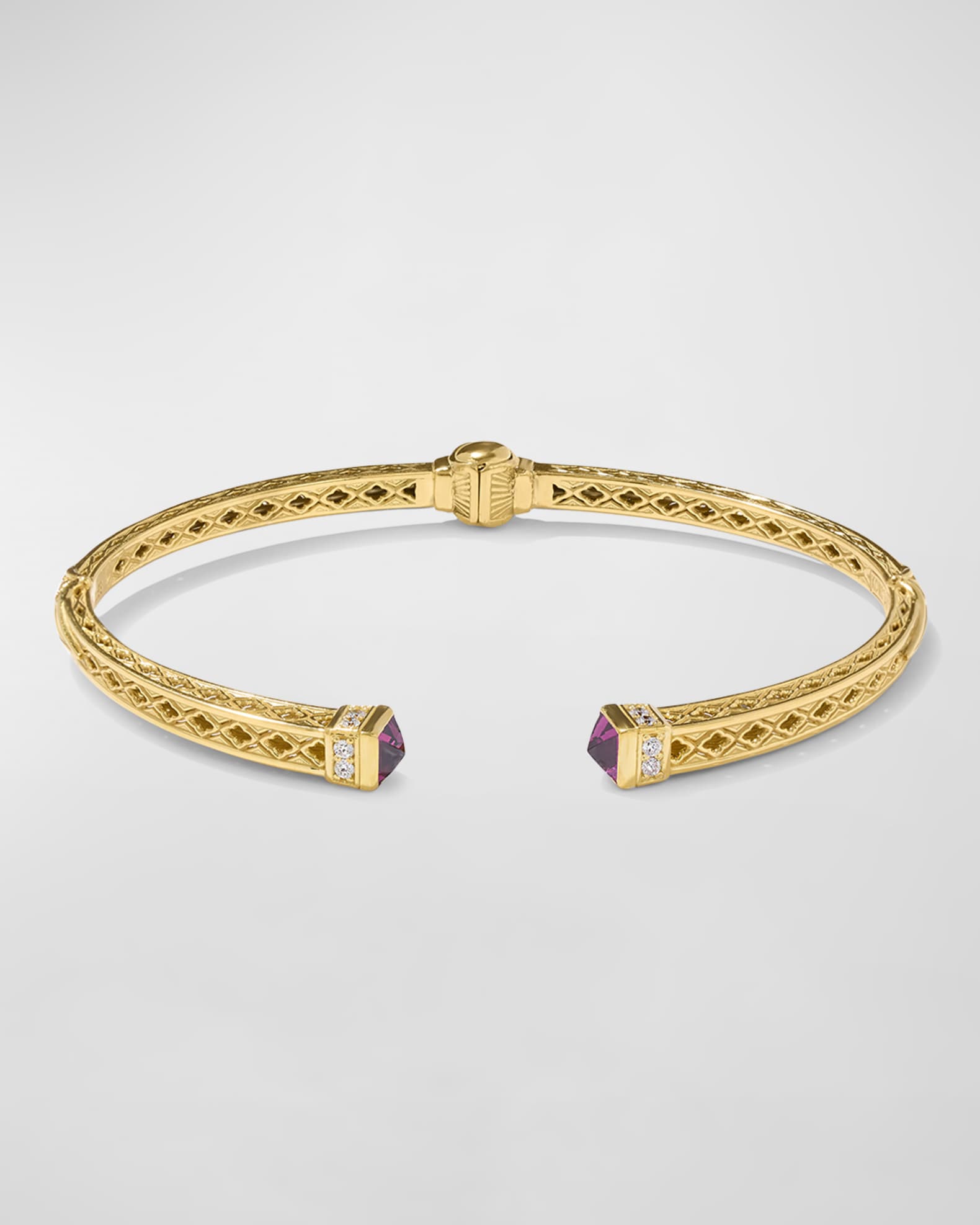 18K Yellow Gold Rhodolite and VVS White Diamond Bracelet 0