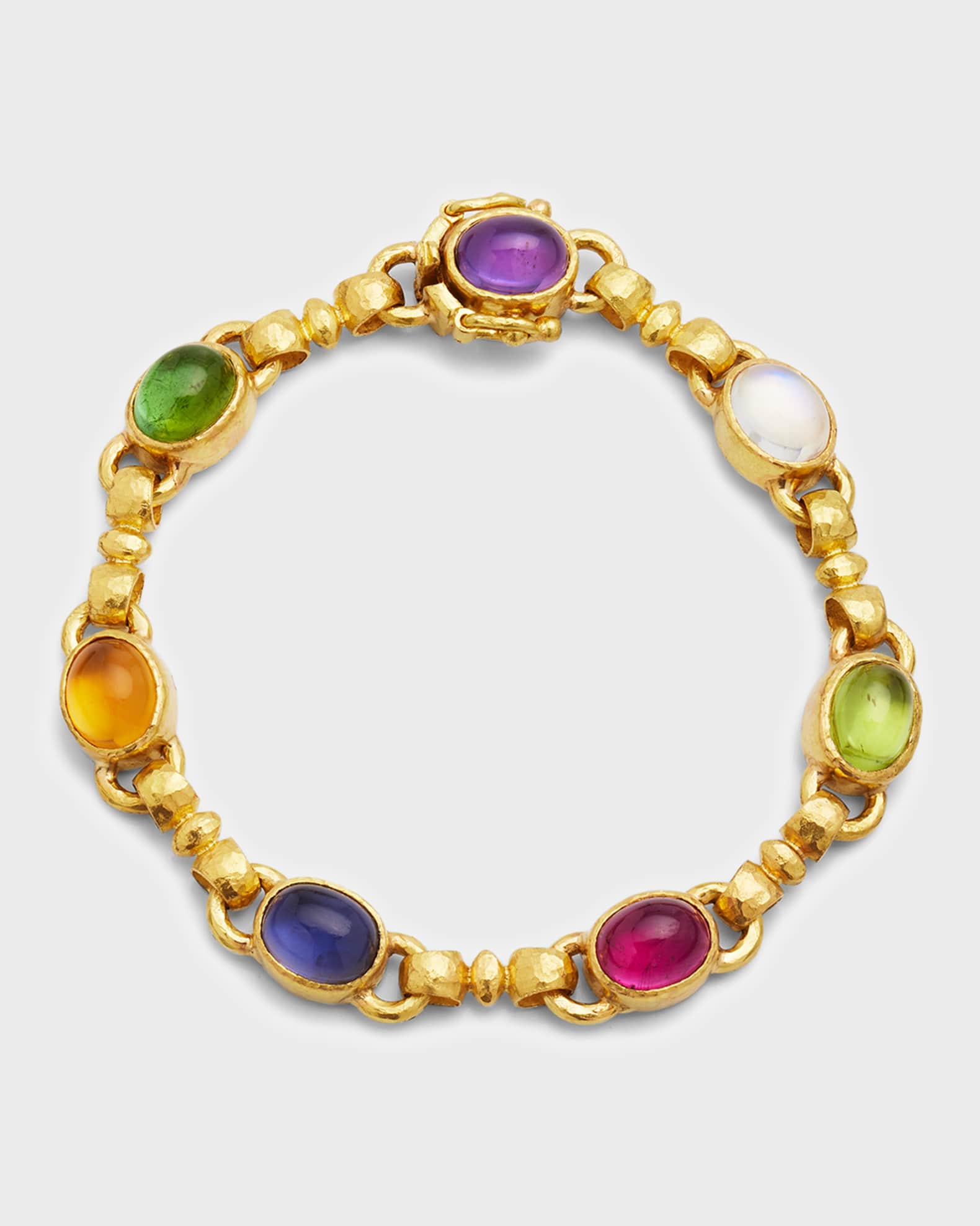 19K Tutti Frutti Celtic Link Bracelet with Oval Cabochons 0