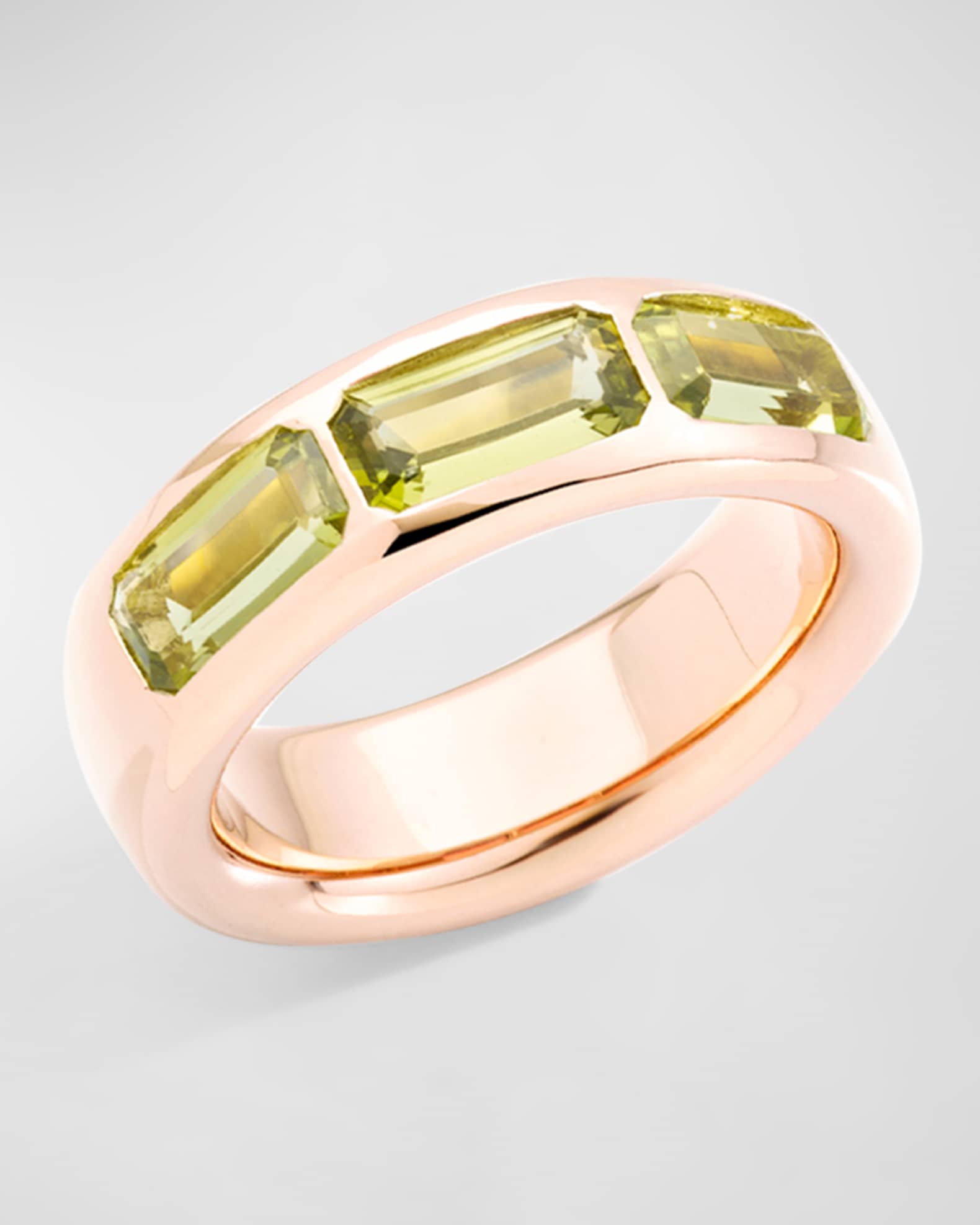 Iconica 18K Rose Gold 3 Station Gemstone Ring 0