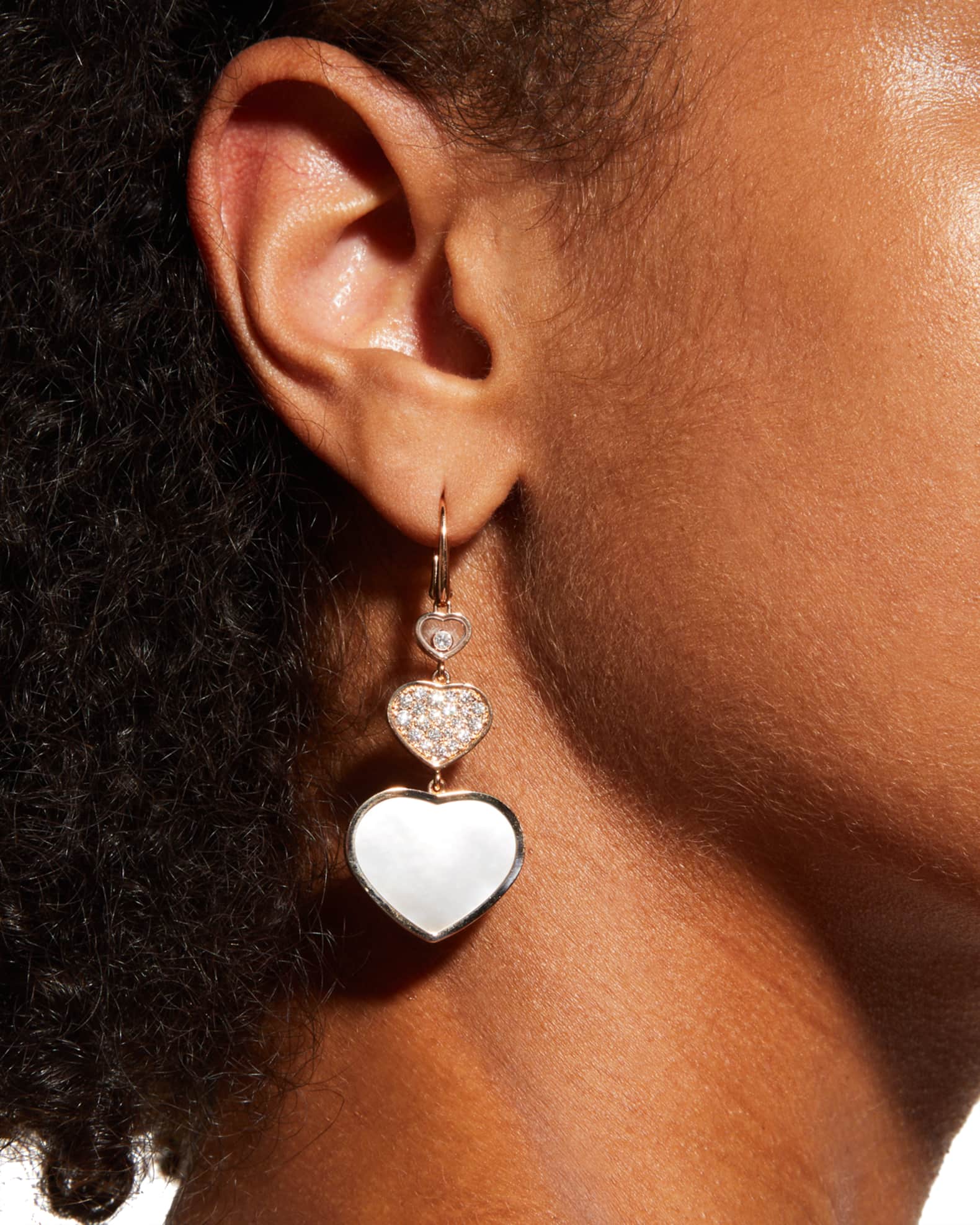 Happy Hearts 18K Rose Gold Mother-of-Pearl & Diamond Drop Earrings 1