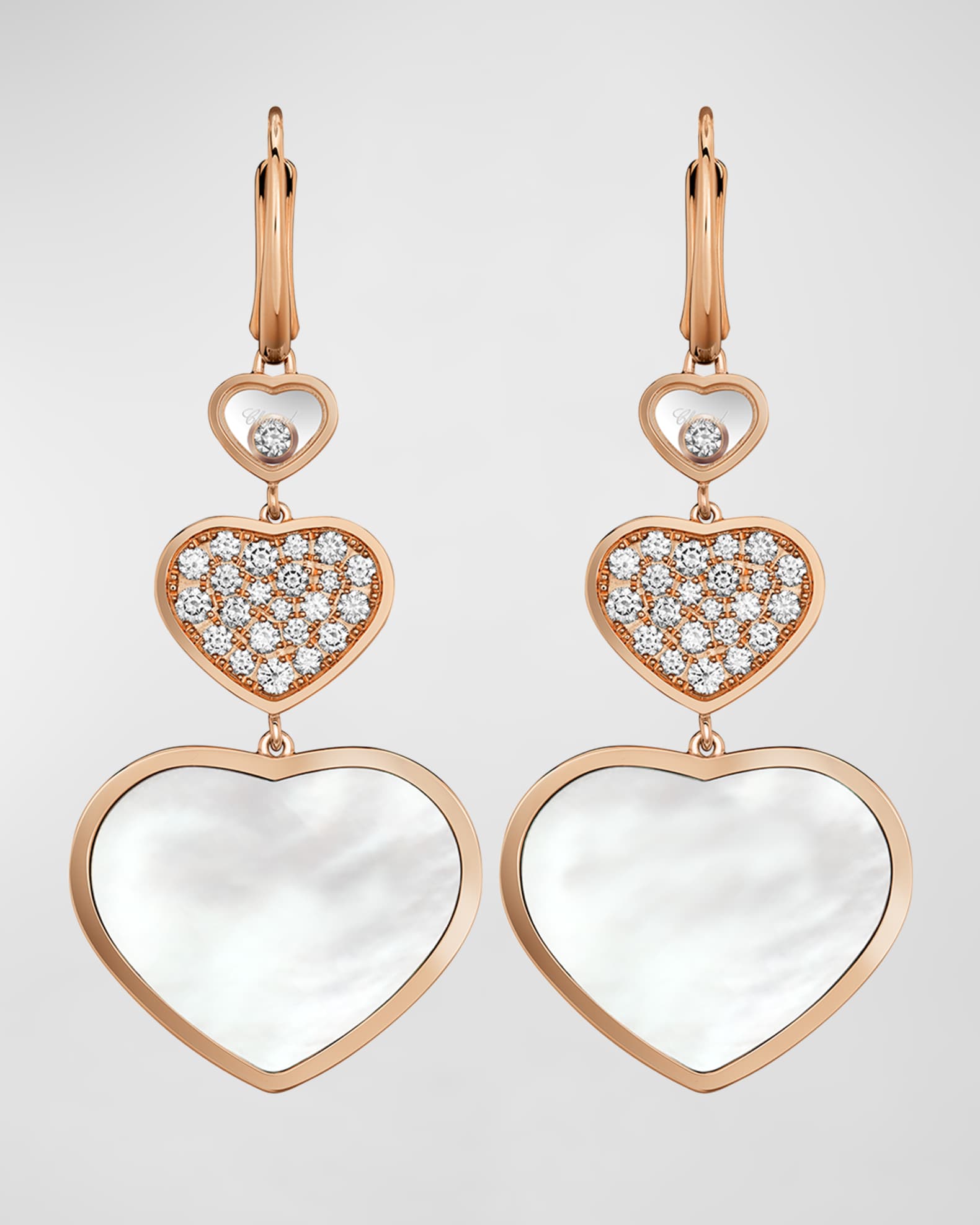 Happy Hearts 18K Rose Gold Mother-of-Pearl & Diamond Drop Earrings 0