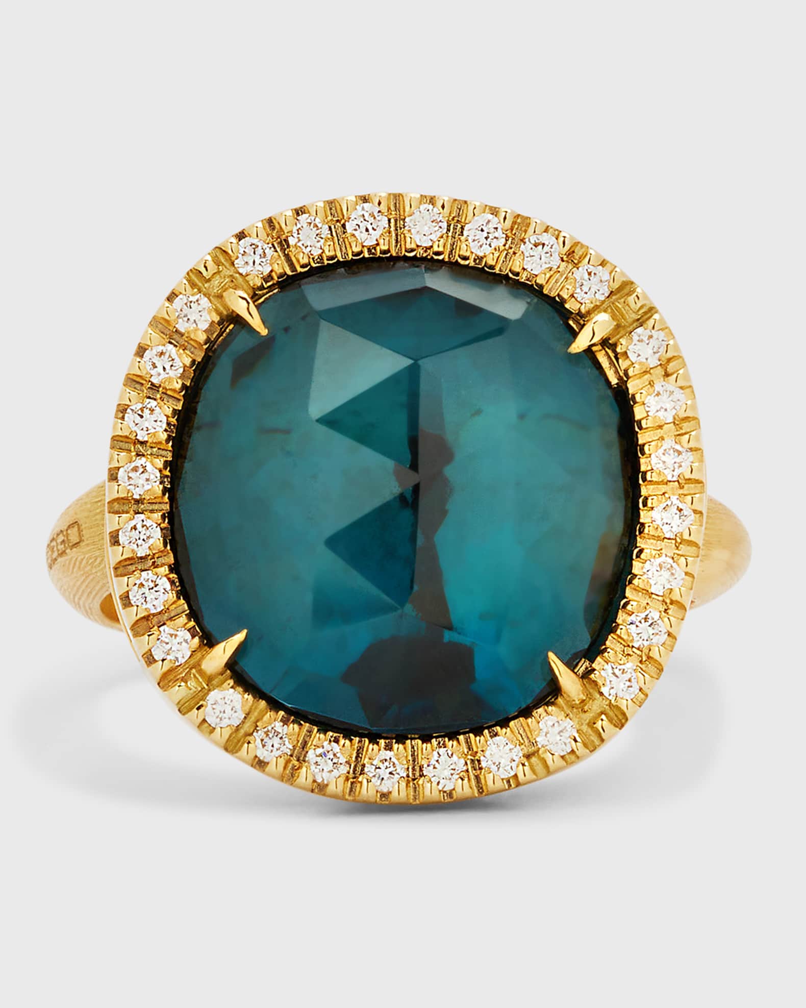 18K Yellow Gold Jaipur Sunset Ring in Blue Topaz, Size 7 0
