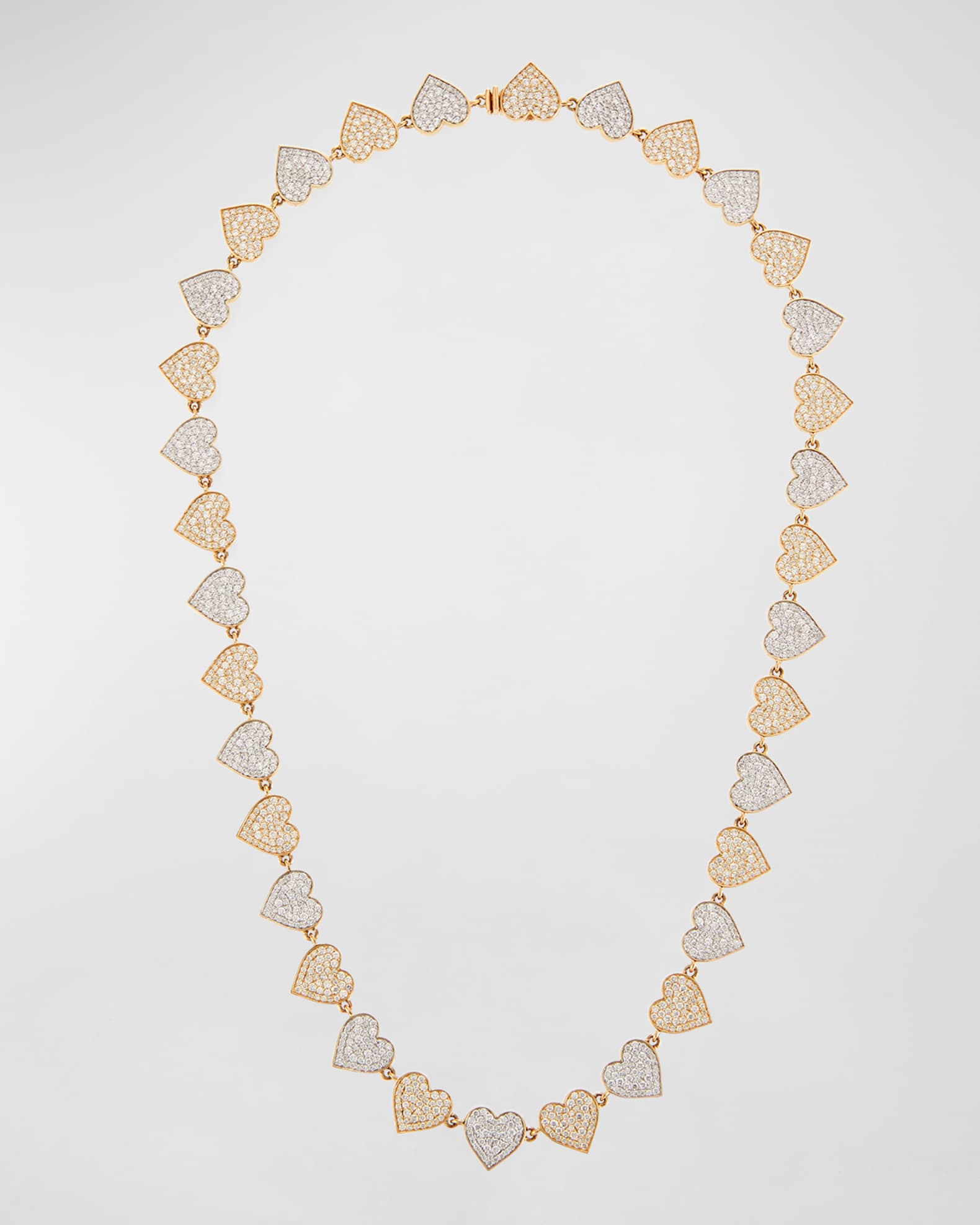 Two-Tone 14k Gold Diamond Heart Eternity Necklace 0