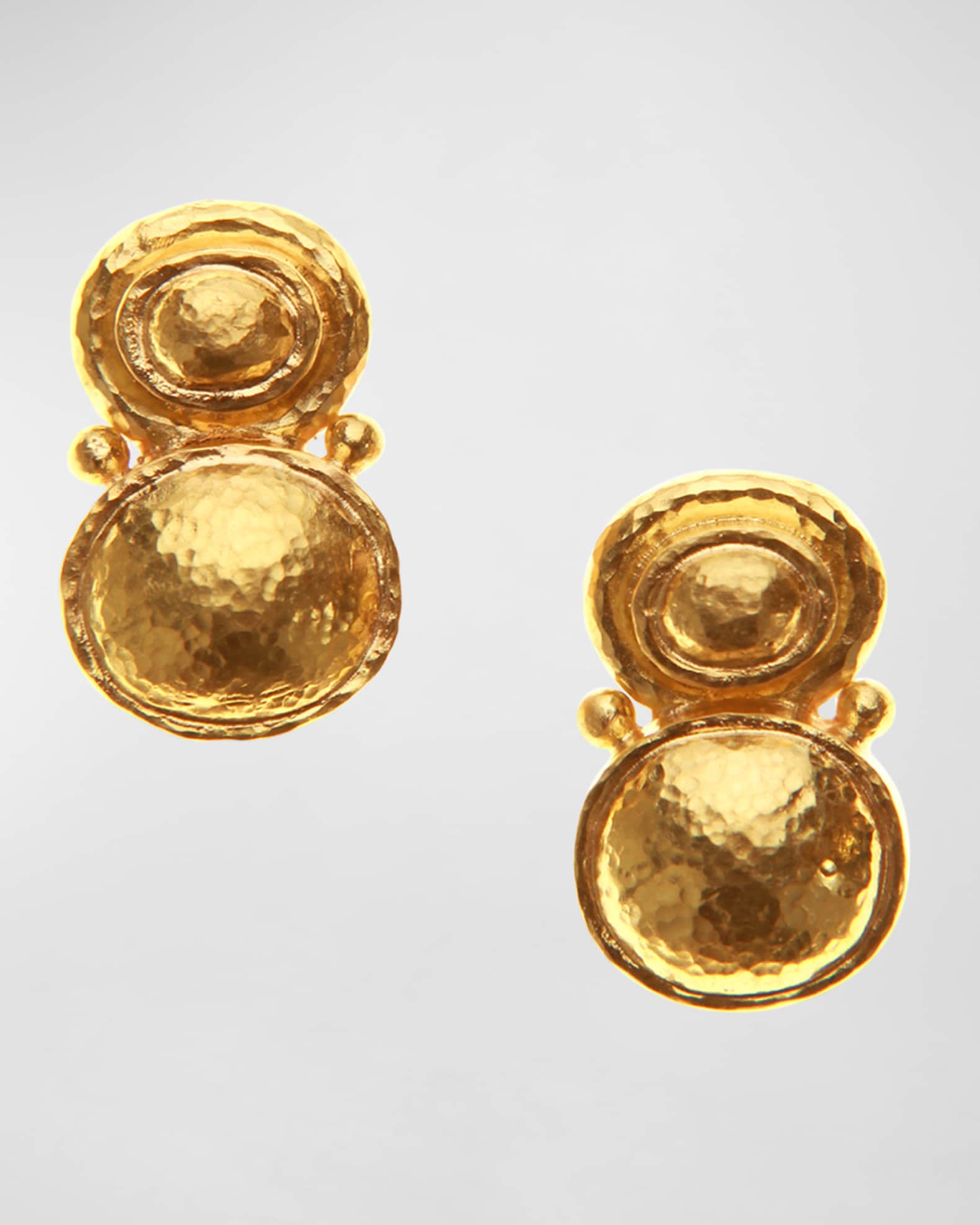 Elizabeth Locke 19K Yellow Gold Stacked Horizontal Oval Earrings Neiman Marcus