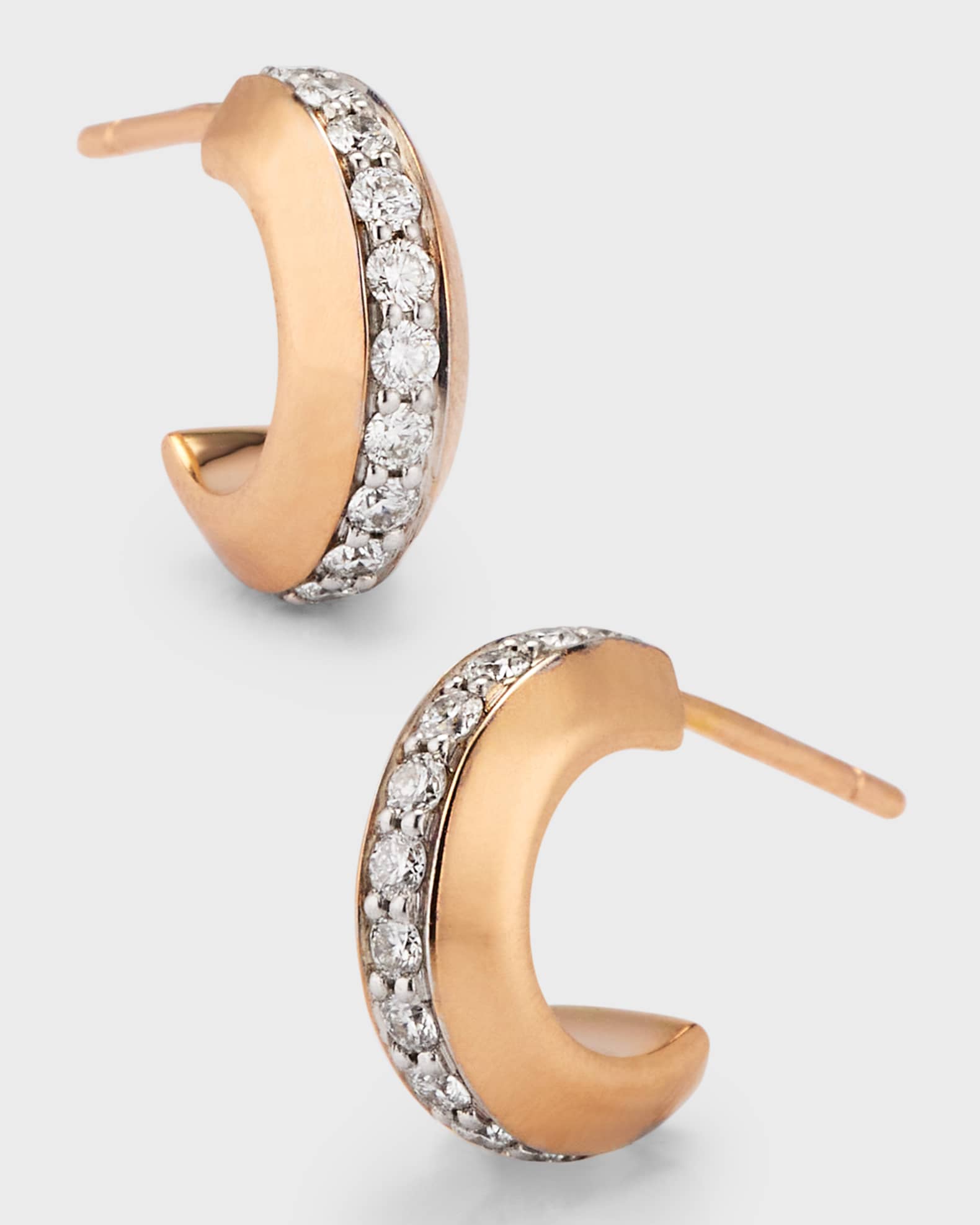 Grant 18K Rose Gold and Diamond Knife Edge Huggie Earrings 0