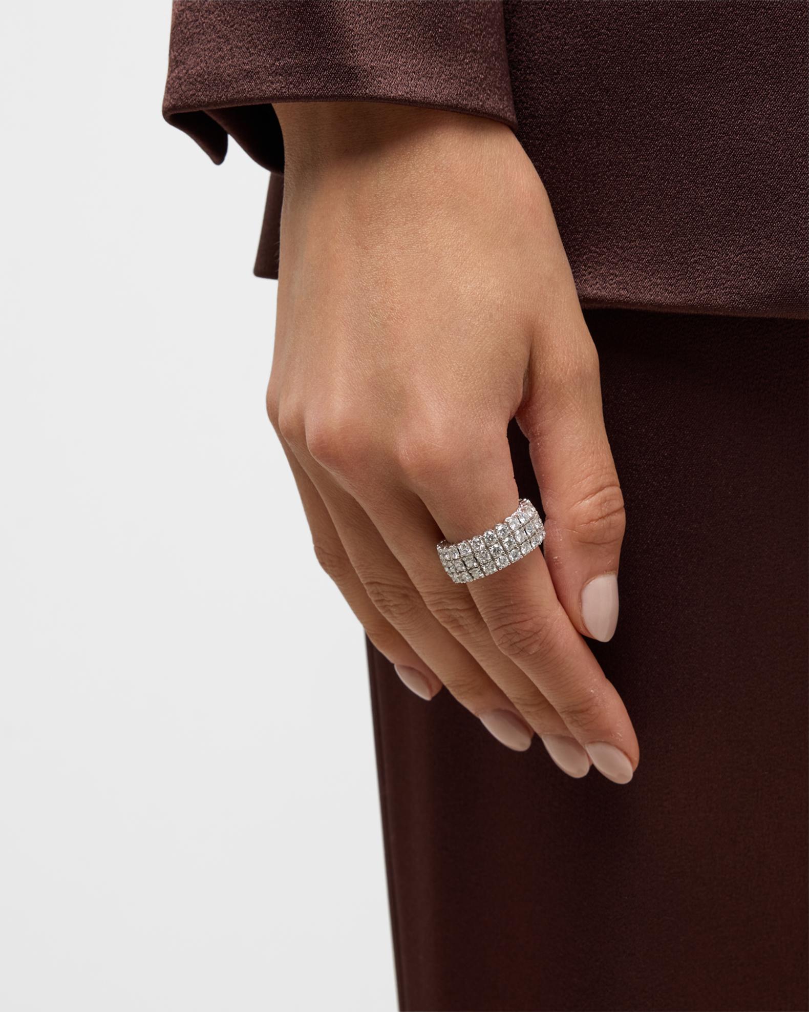 Picchiotti 18K White Gold Xpandable™ Three-Row Diamond Ring, Size 6 - 9 ...