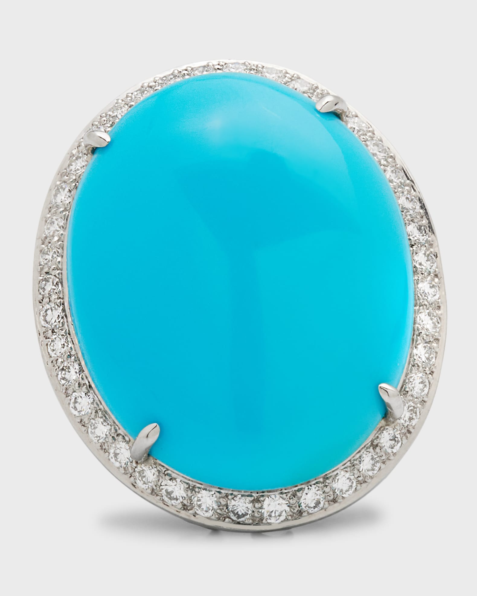 Platinum Turquoise and Diamond Halo Ring, Size 6.5 0