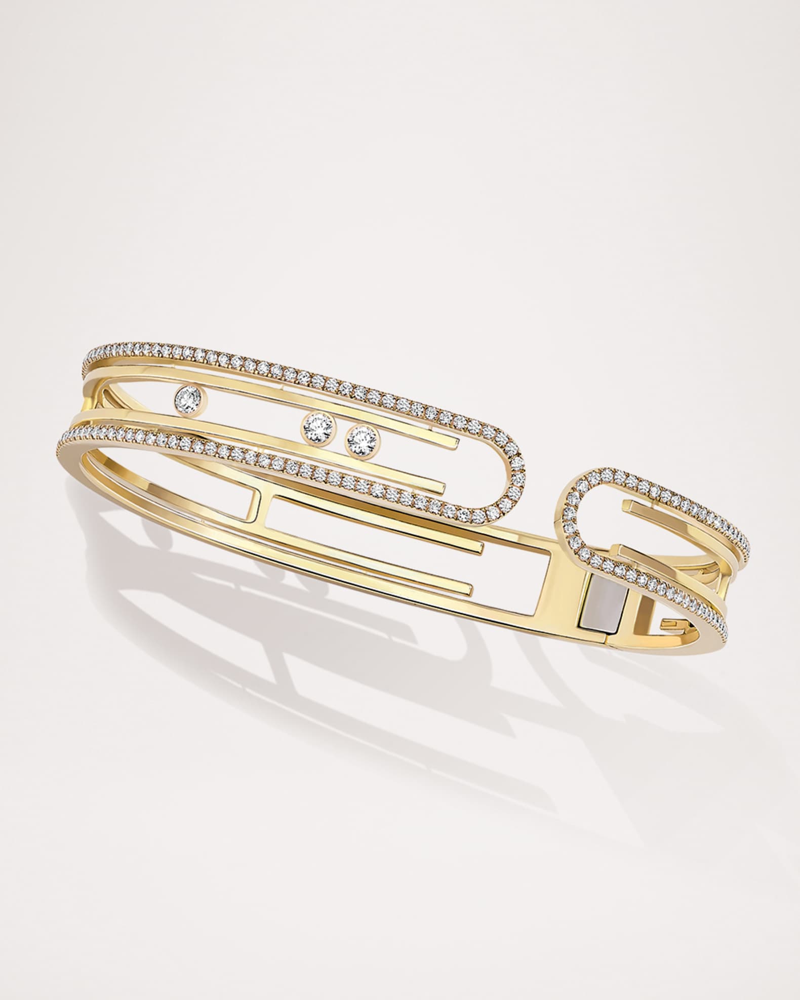 MOVE UNO 18K YELLOW GOLD PAVE DIAMOND BANGLE BRACELET 0