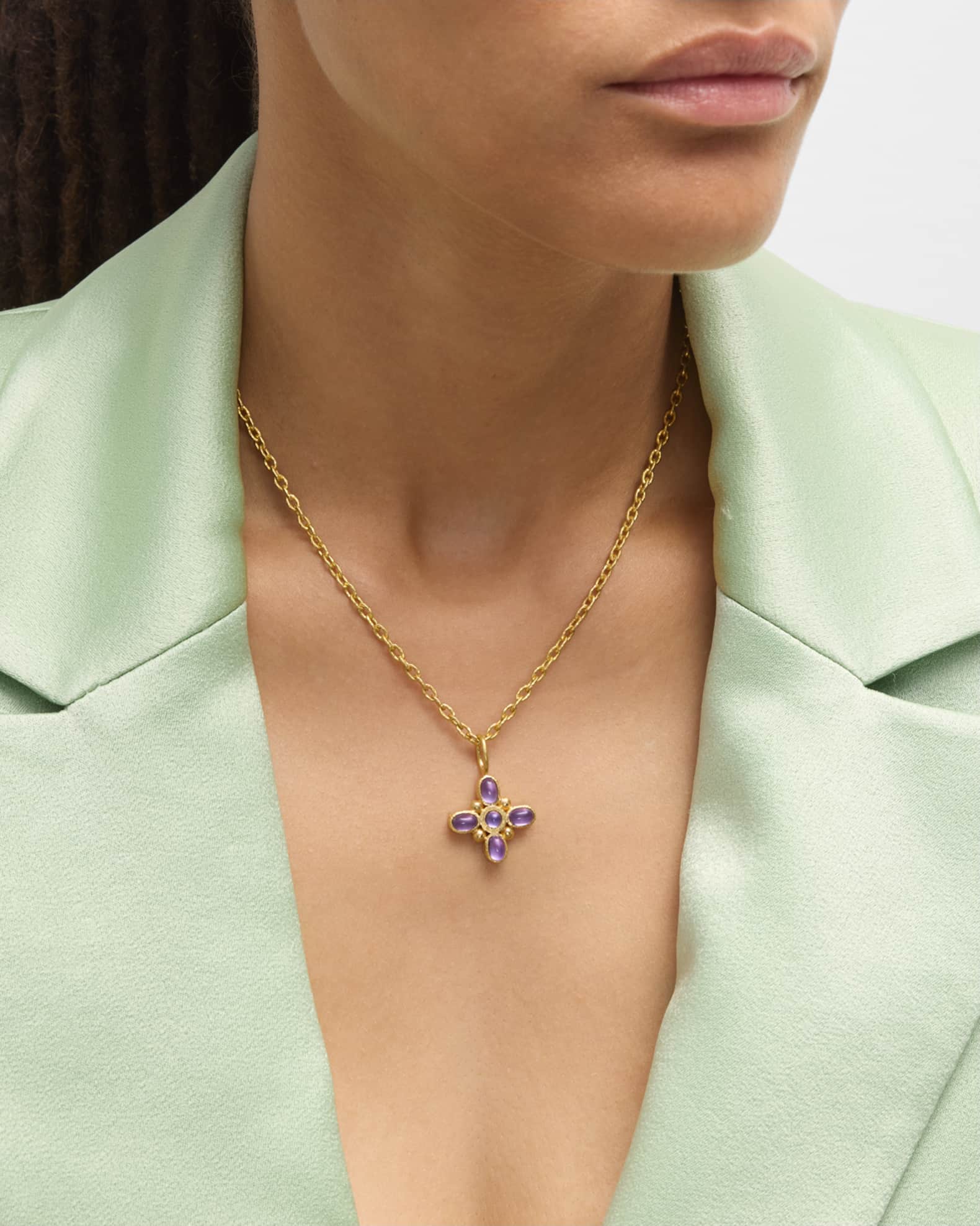 19K Amethyst Clover Pendant 1