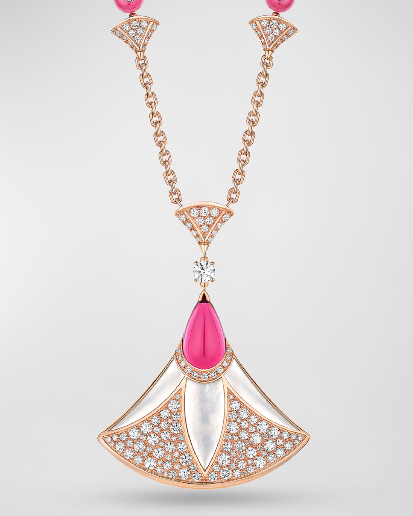 Divas' Dream 18K Rose Gold Necklace with Large Pendant  0