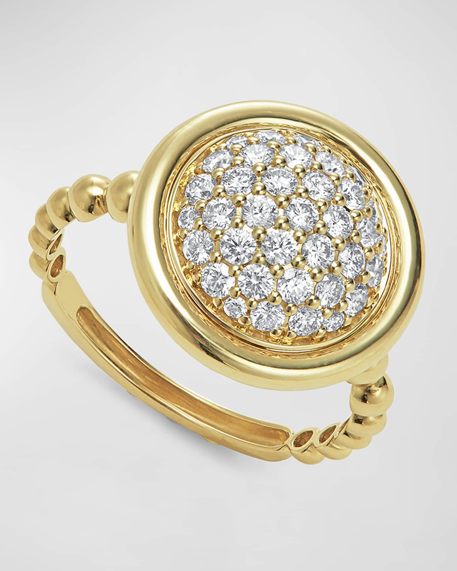 LAGOS 18K Gold Pave Diamond Ring, Size 7