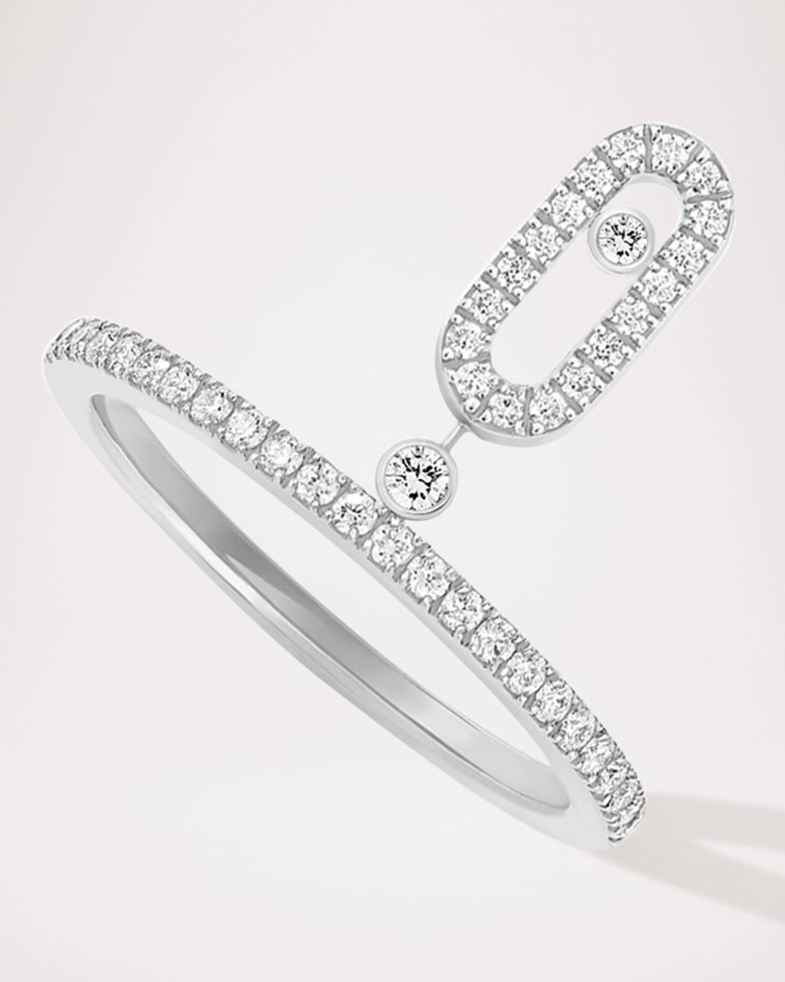 MOVE UNO 18K WHITE GOLD PAVÉ DROP DIAMOND RING 0