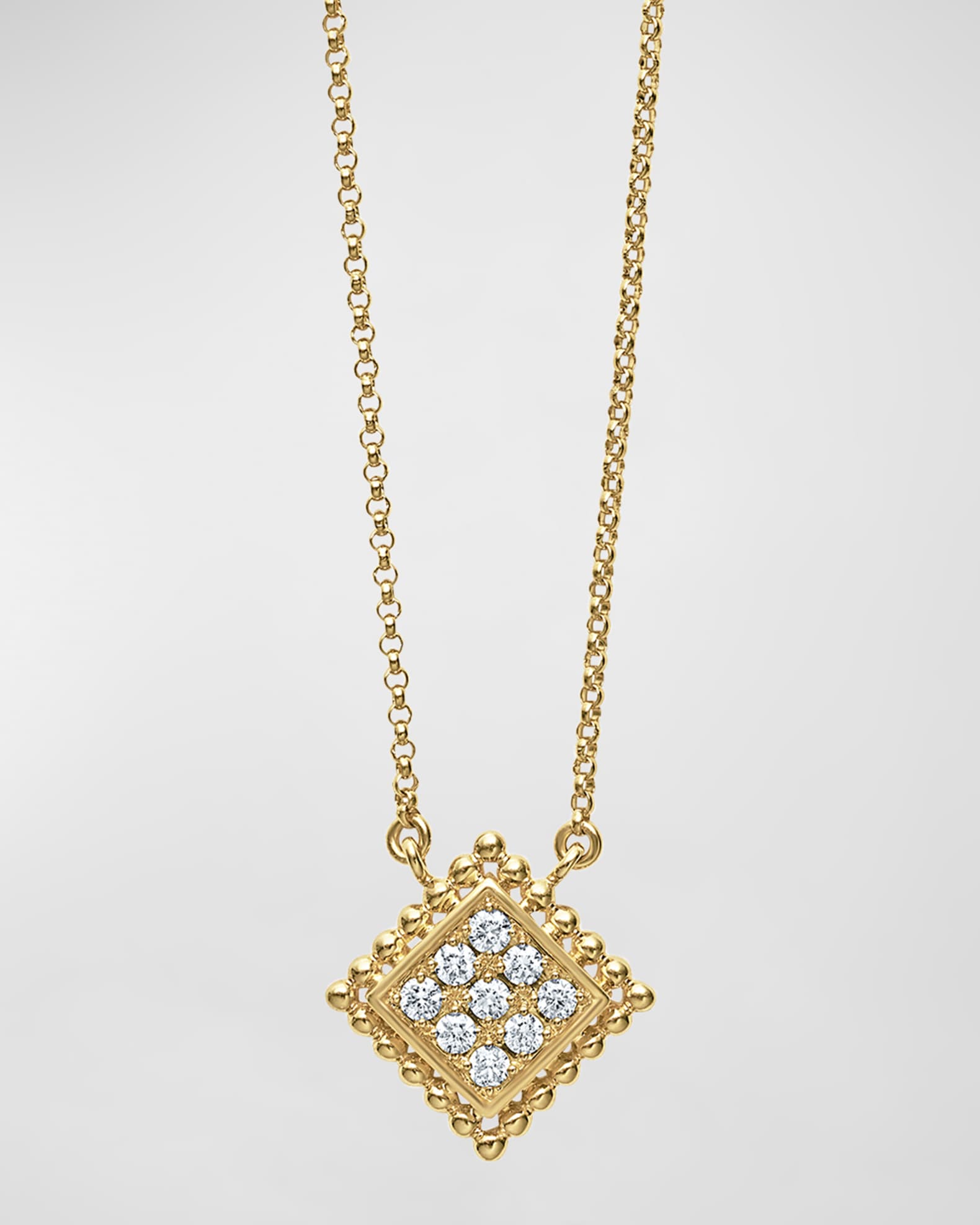 LAGOS 18K Covet Diamond 14mm Pave Pendant on Adjustable Chain, 16-18"L