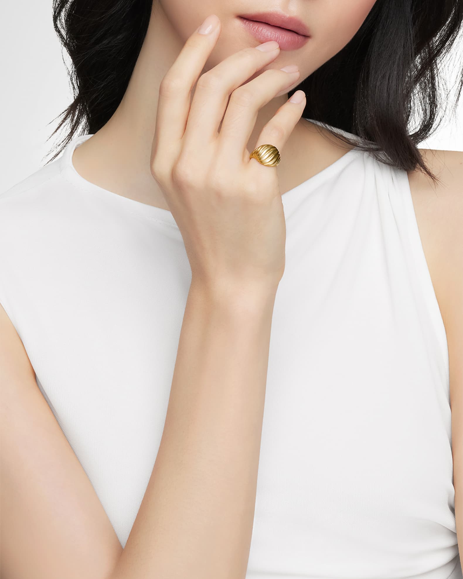 Sculpted Cable Pinky Ring in 18K Gold, 13mm 1