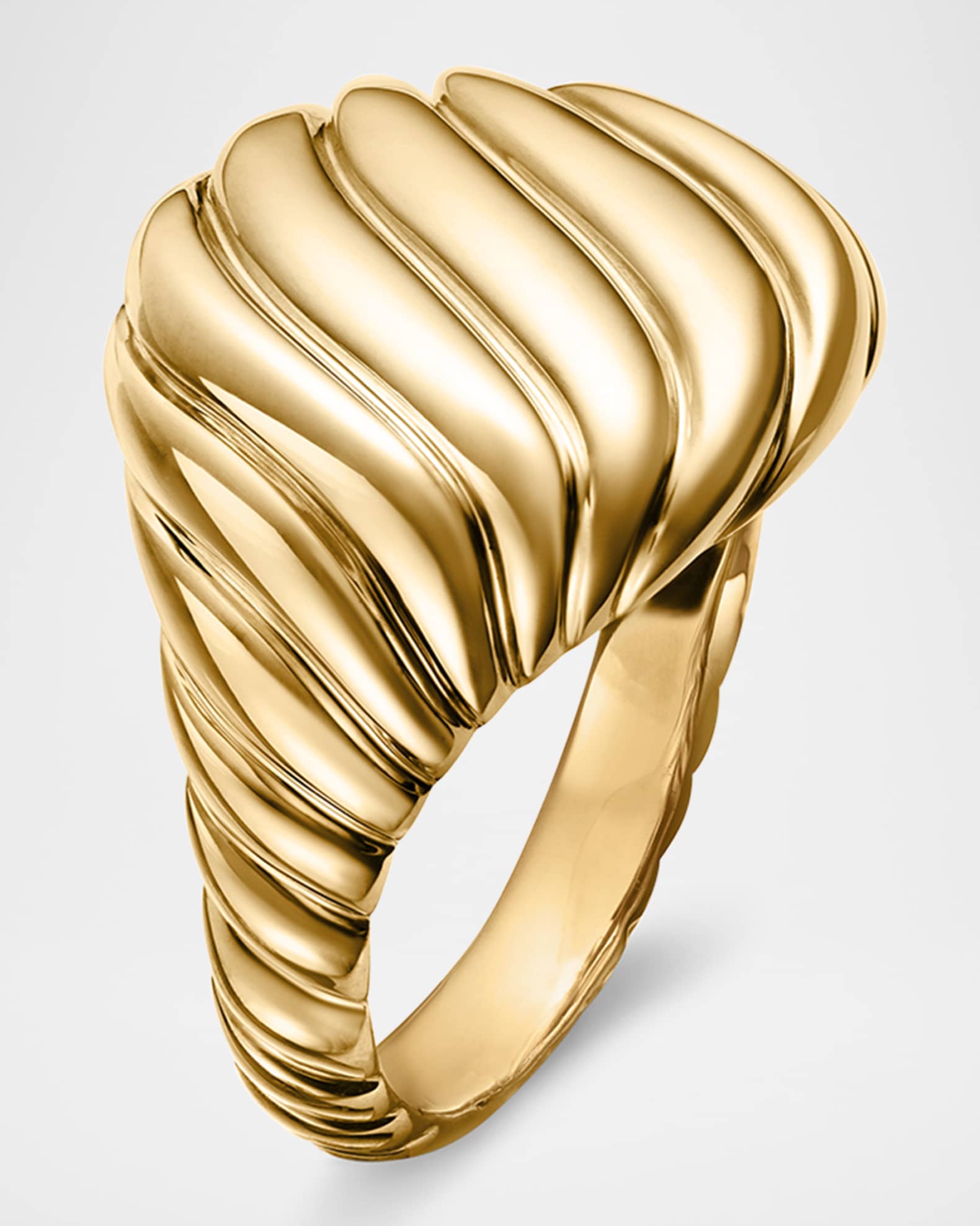 David Yurman Sculpted Cable Pinky Ring in 18K Gold, 13mm | Neiman