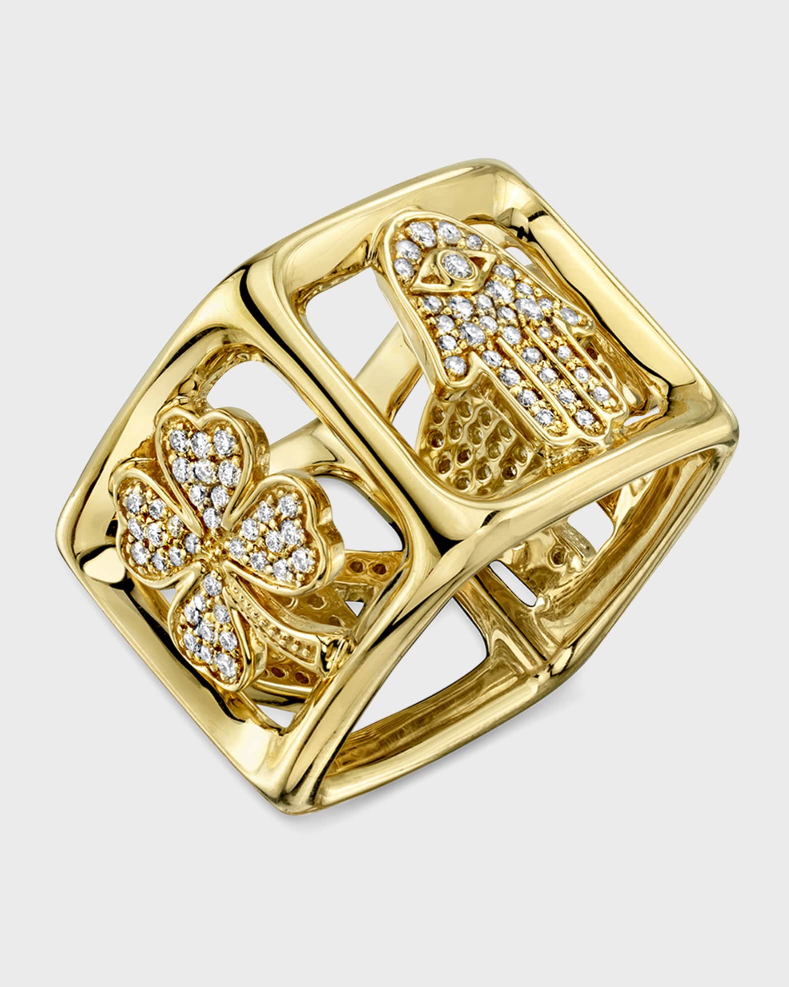 14K Luck Block Ring, Size 6.5 0