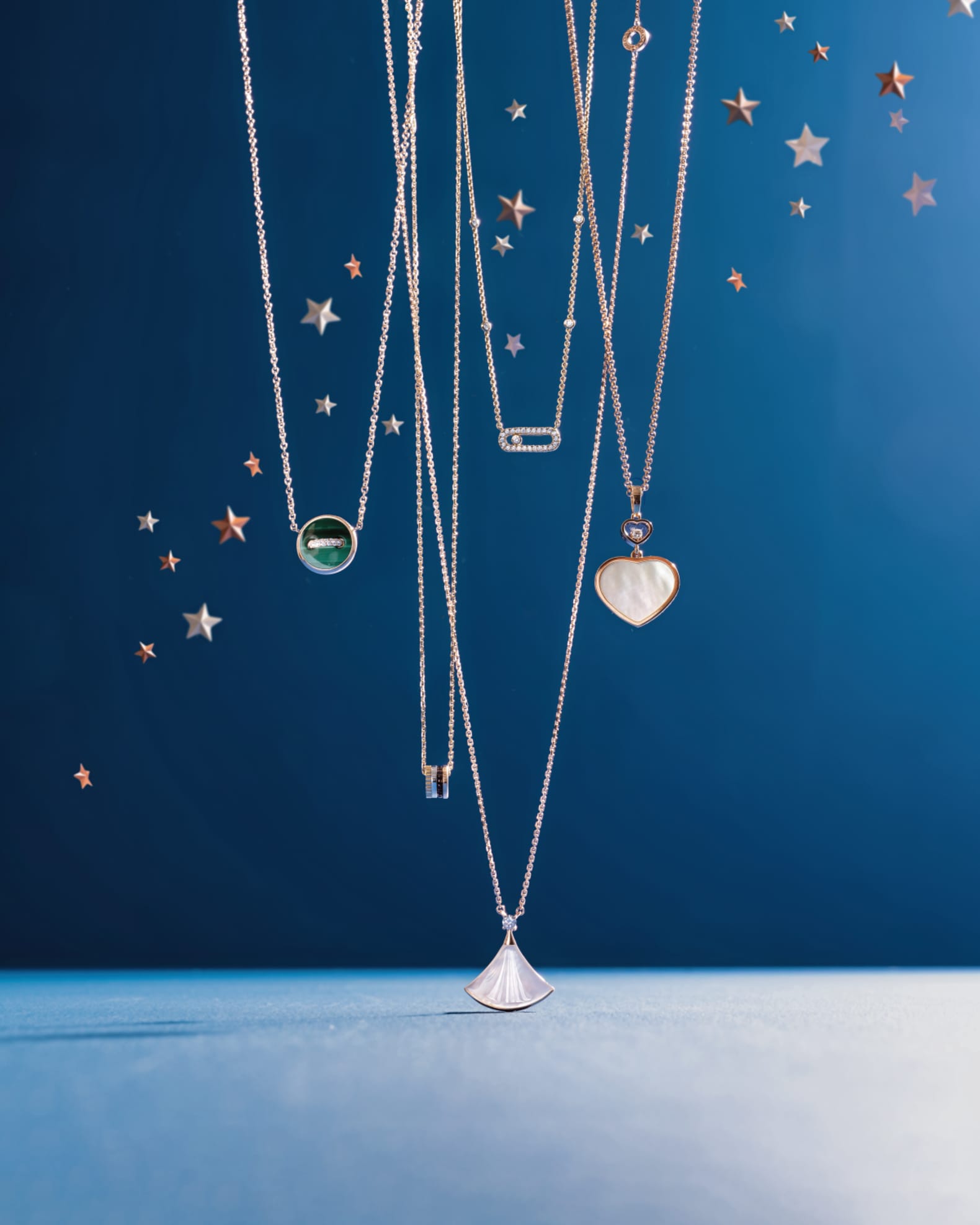 maa♡ Chopard Happy Hearts 18K Rose Gold Mother-of-Pearl & Diamond Long