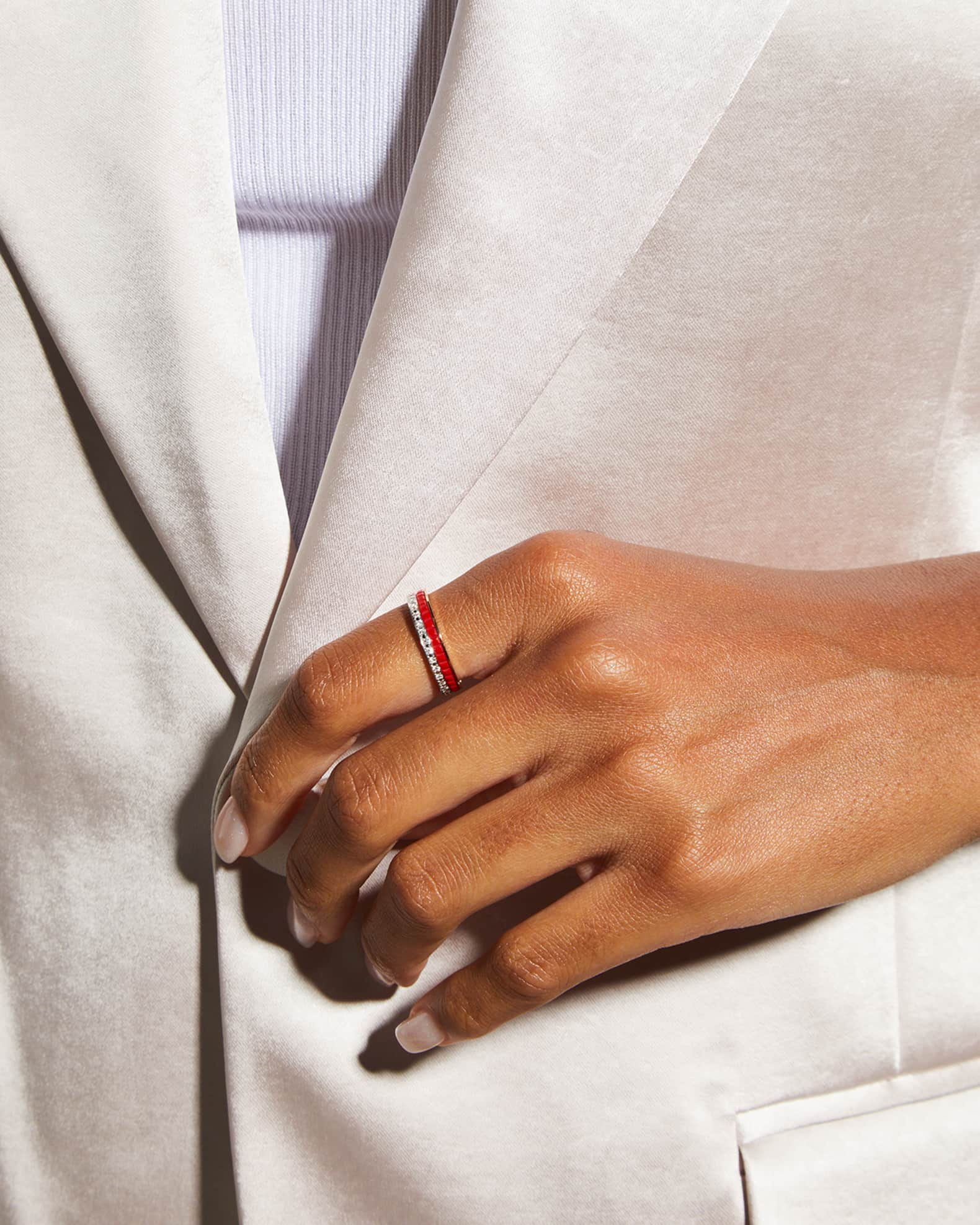 Quatre 18K Pink & White Gold Red Edition Diamond Ring 1