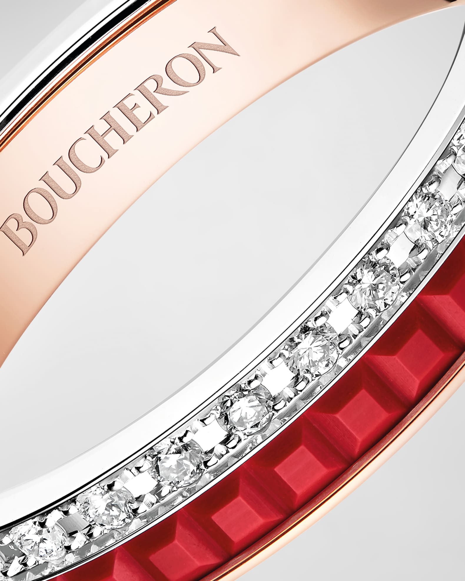 Boucheron Quatre 18K Pink & White Gold Red Edition Diamond Ring