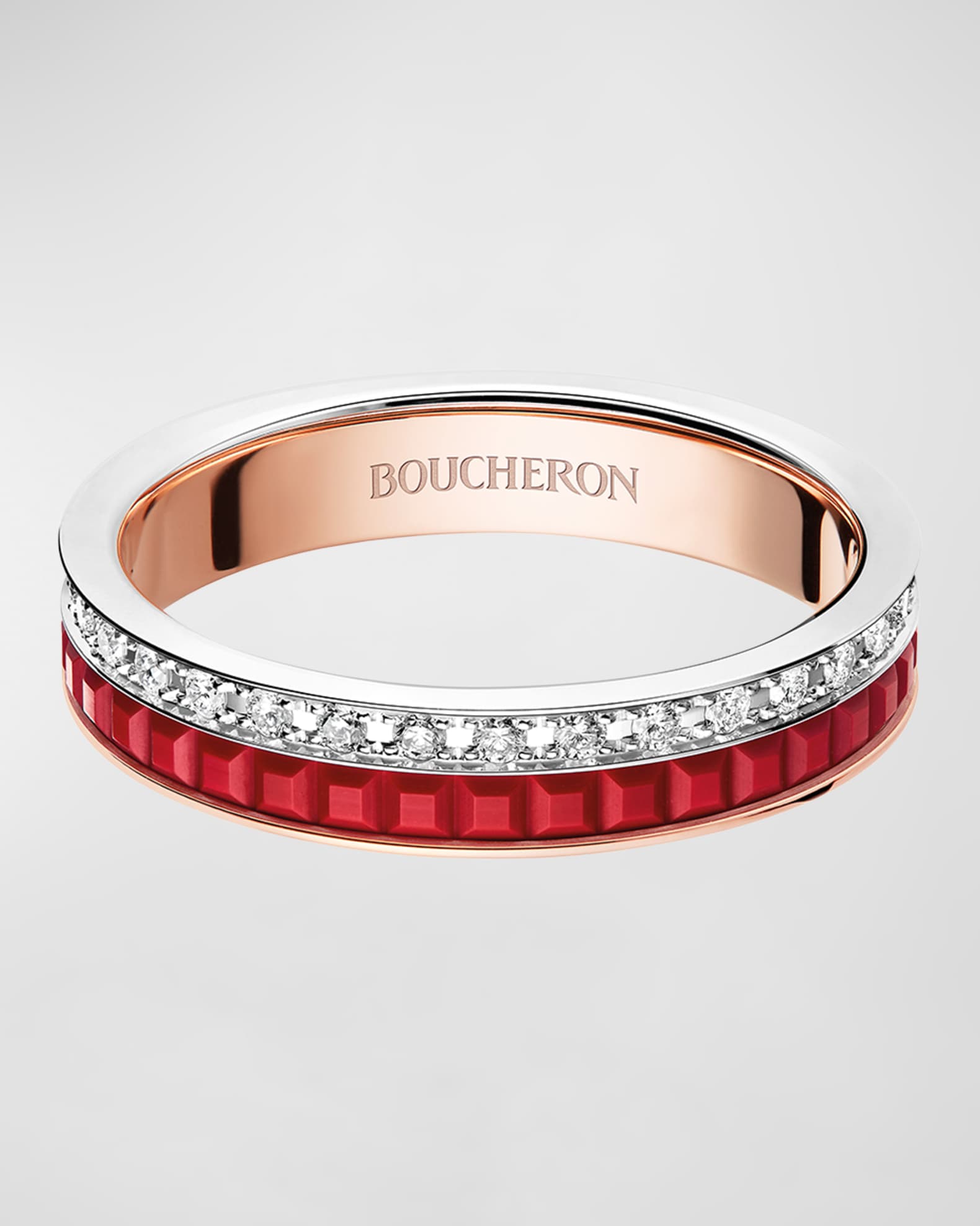 Quatre 18K Pink & White Gold Red Edition Diamond Ring 0