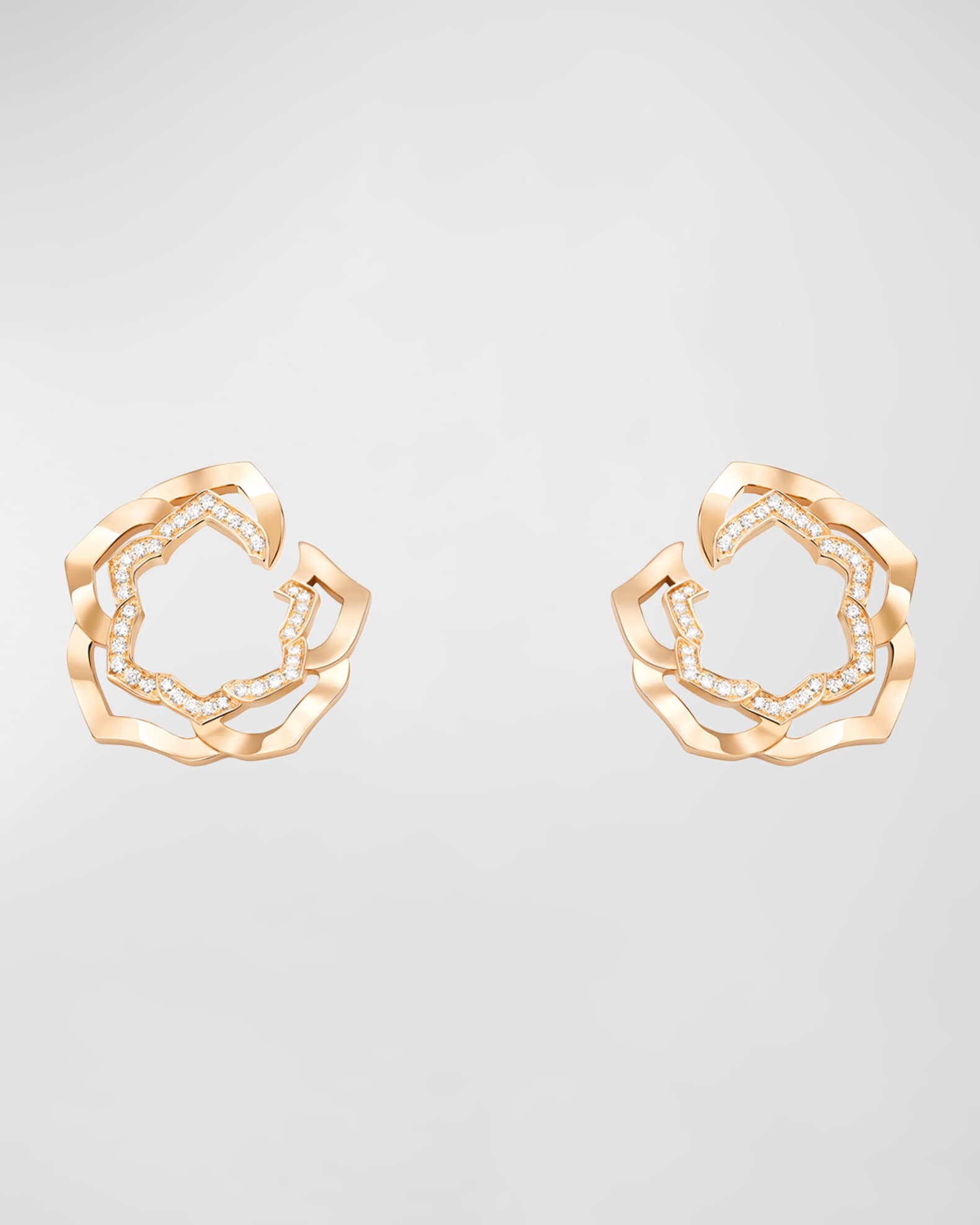 18k Rose Gold Diamond Rose Earrings 0