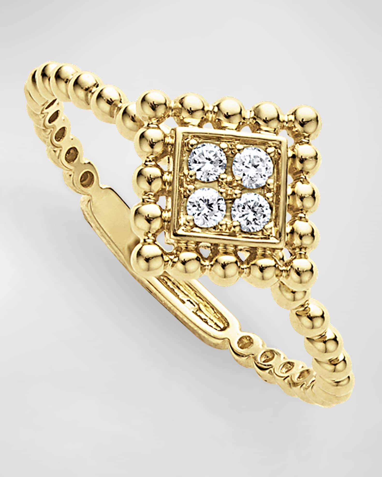 LAGOS 18K Covet Diamond Small Pave Center Stack Ring, Size 7