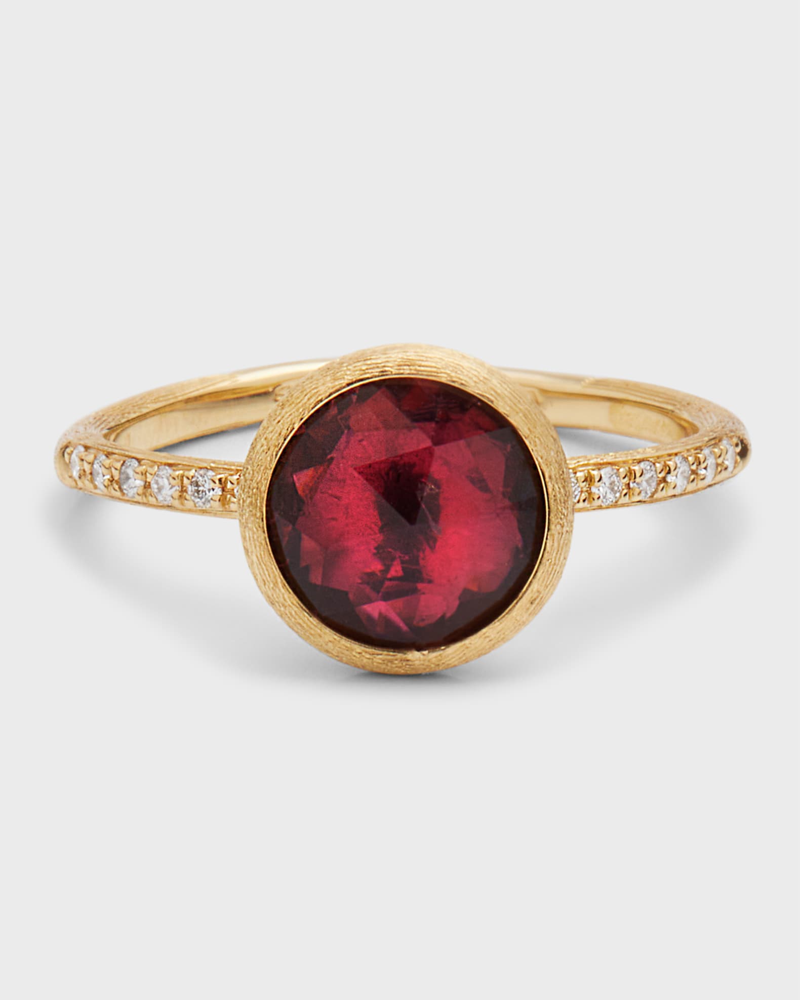 18K Yellow Gold Ring with Pink Tourmaline and Diamonds, Size 7 0