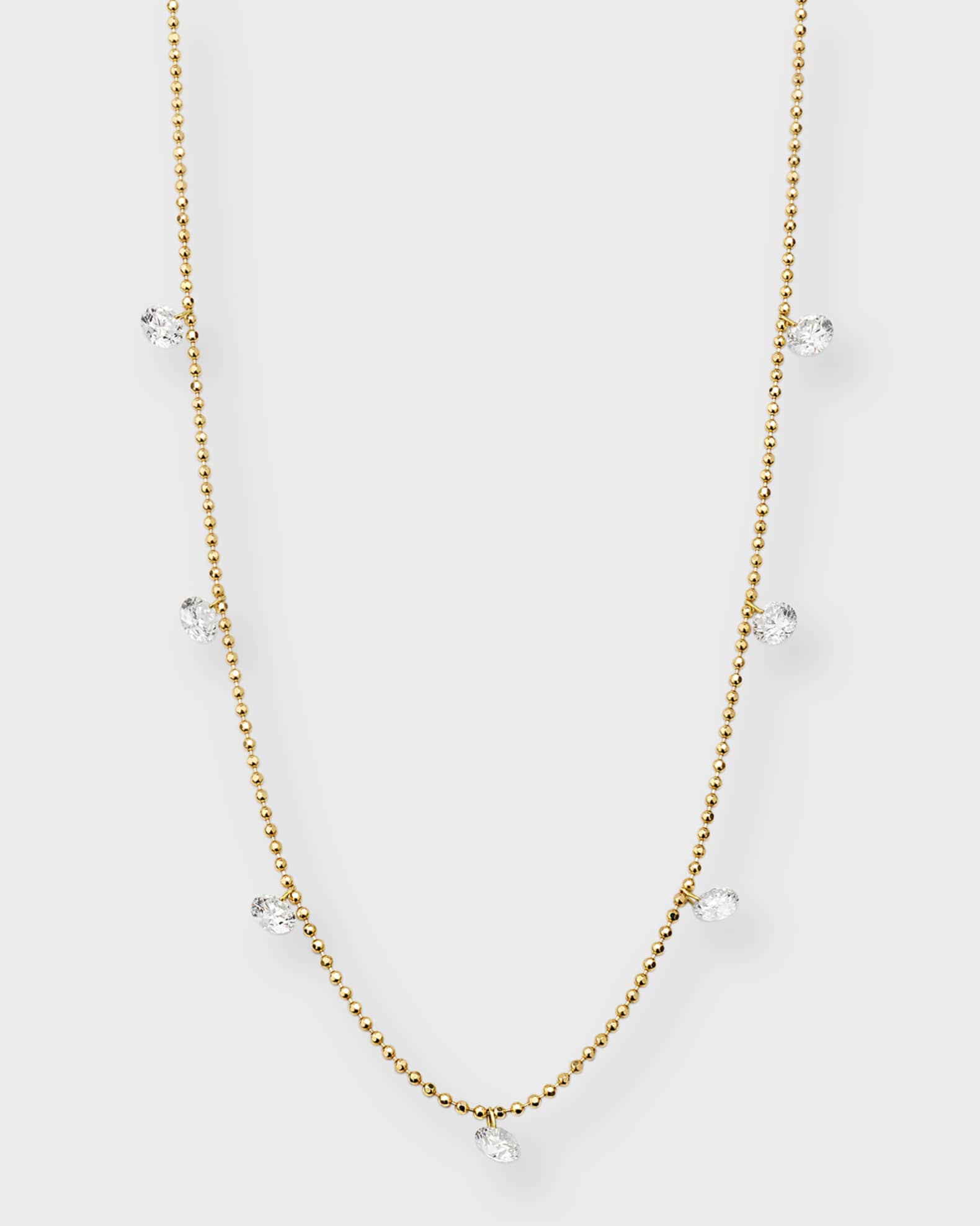 18K Yellow Gold Five-Station Floating Diamond Necklace (18K YG Small Floating Necklace) 0