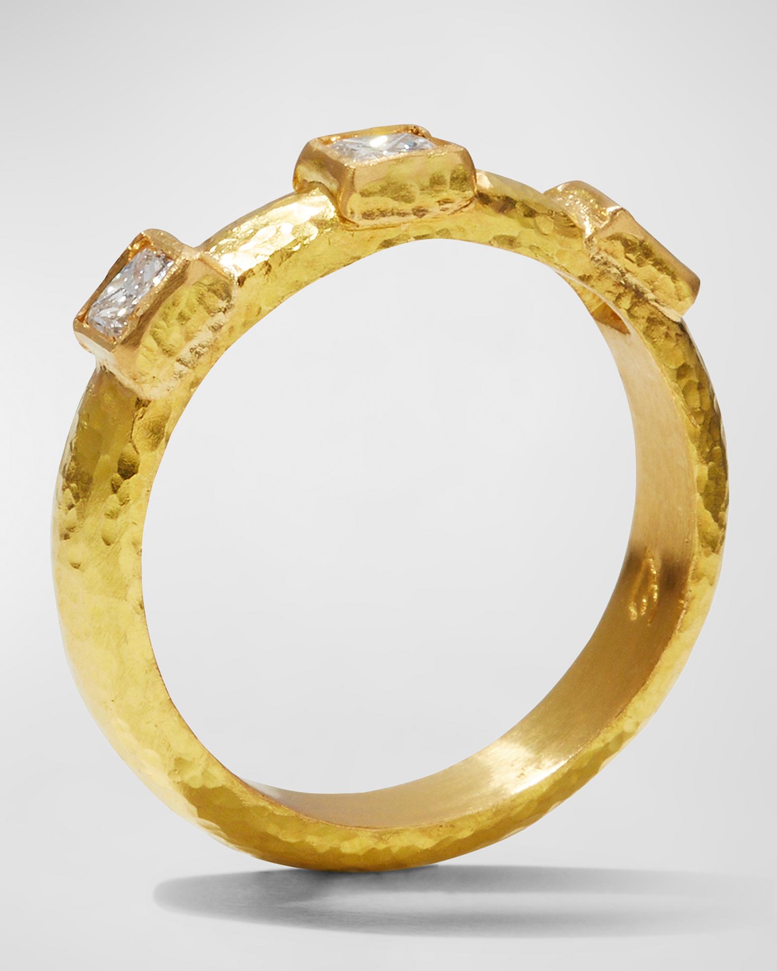 Elizabeth Locke 19K Gold Square Diamond Stack Ring, Size 6.5 | Neiman ...