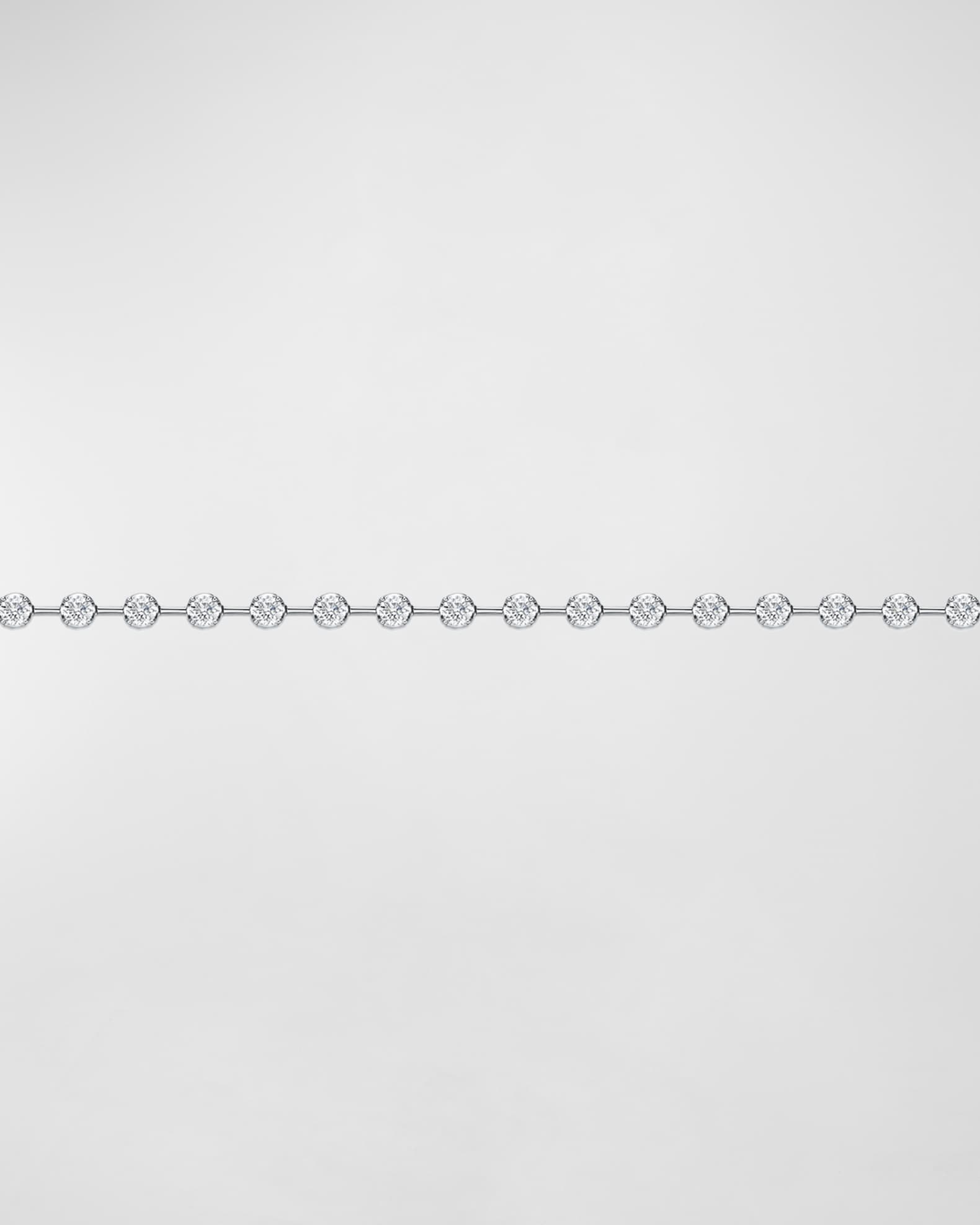 Diamond Line 18k White Gold Chain Necklace, 16-18"L, 1.96tcw 1