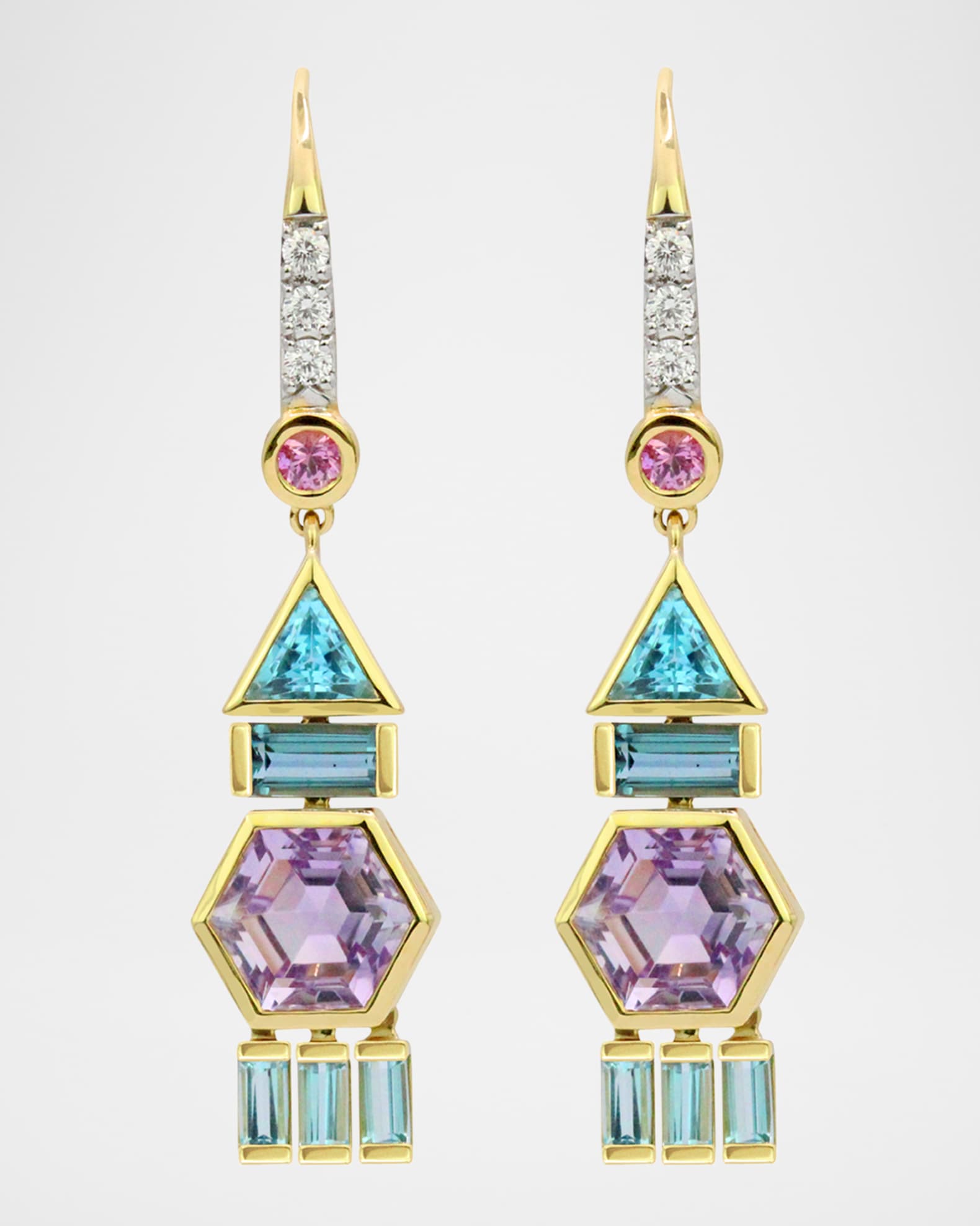 18K Yellow Gold Round Dangle Earrings 0