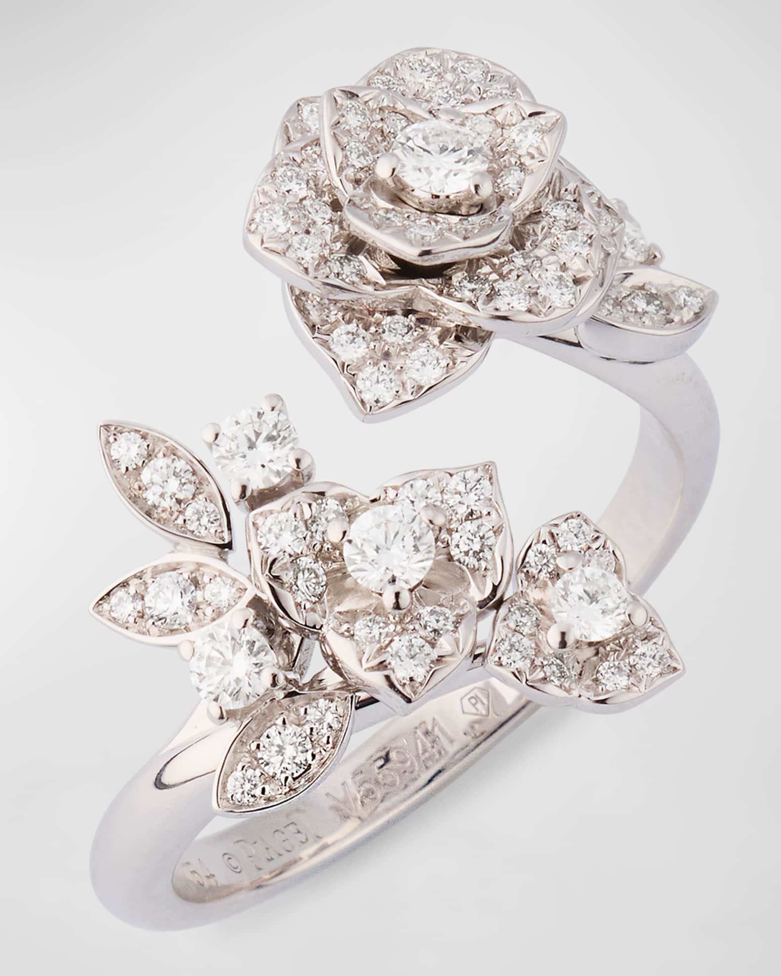 Rose 18K White Gold Vine Ring with Diamonds