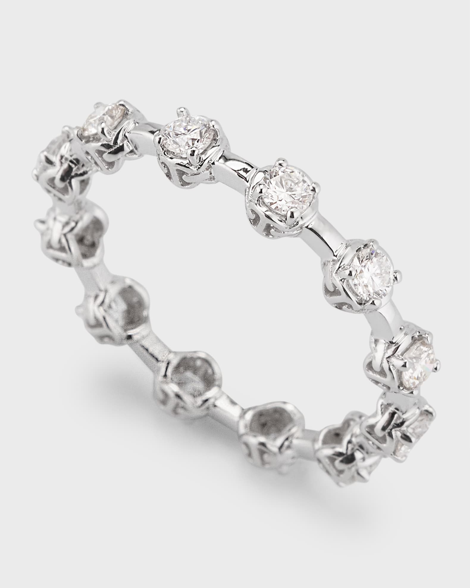 Hoorsenbuhs 18K White Gold Micro Tri-Link II Ring with Diamonds