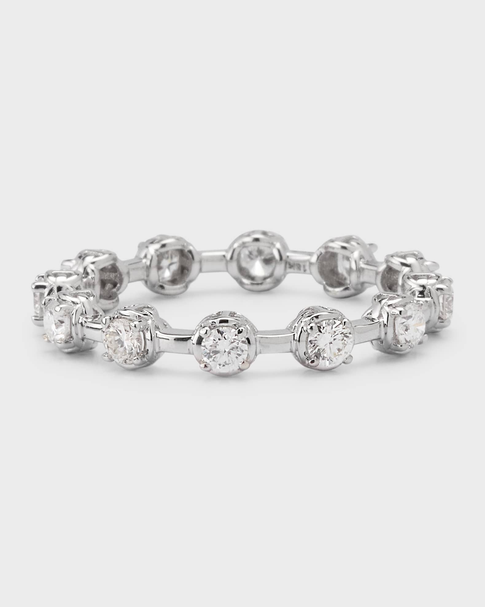 Hoorsenbuhs 18K White Gold Micro Tri-Link II Ring with Diamonds