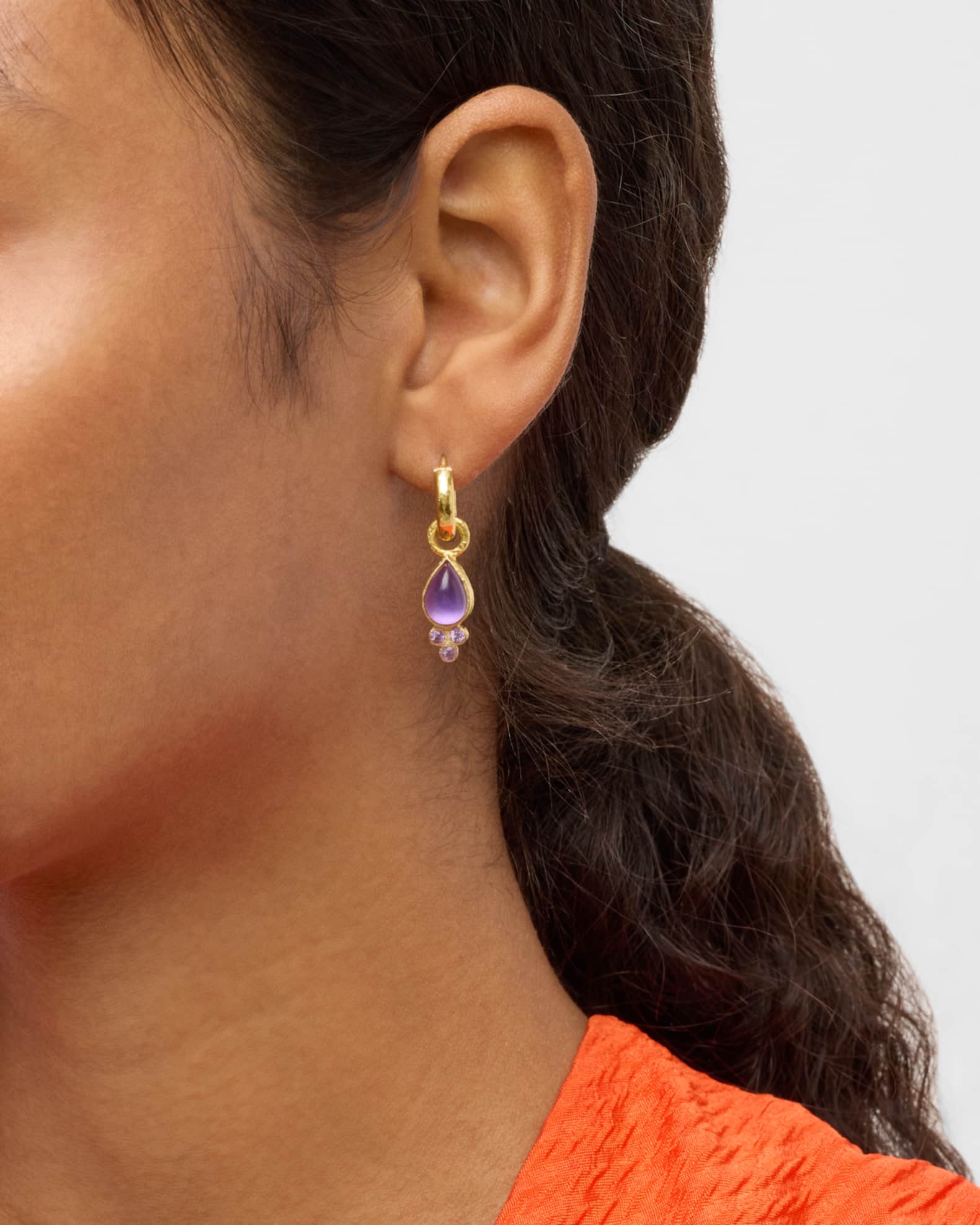 19K Pear-Shaped Amethyst Earring Pendants, 17x8mm 1