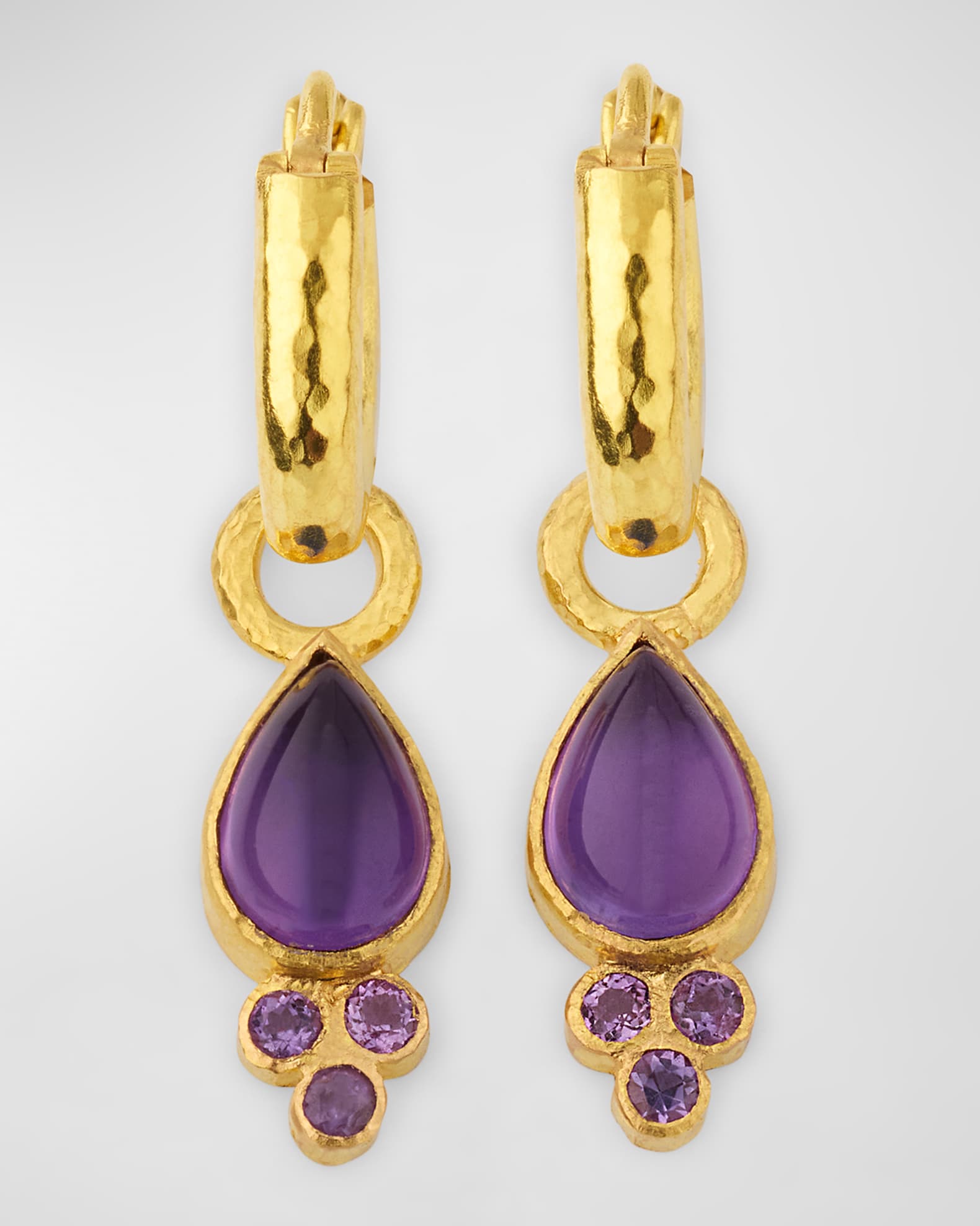 19K Pear-Shaped Amethyst Earring Pendants, 17x8mm 0