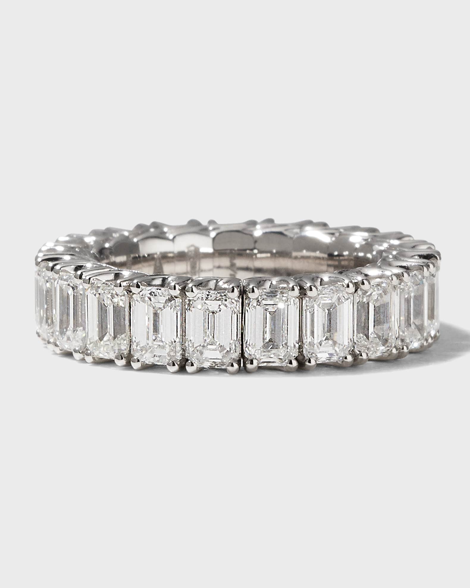 Xpandable 18k White Gold Emerald-Cut Diamond Ring, Size 6.25 - 9.50 0