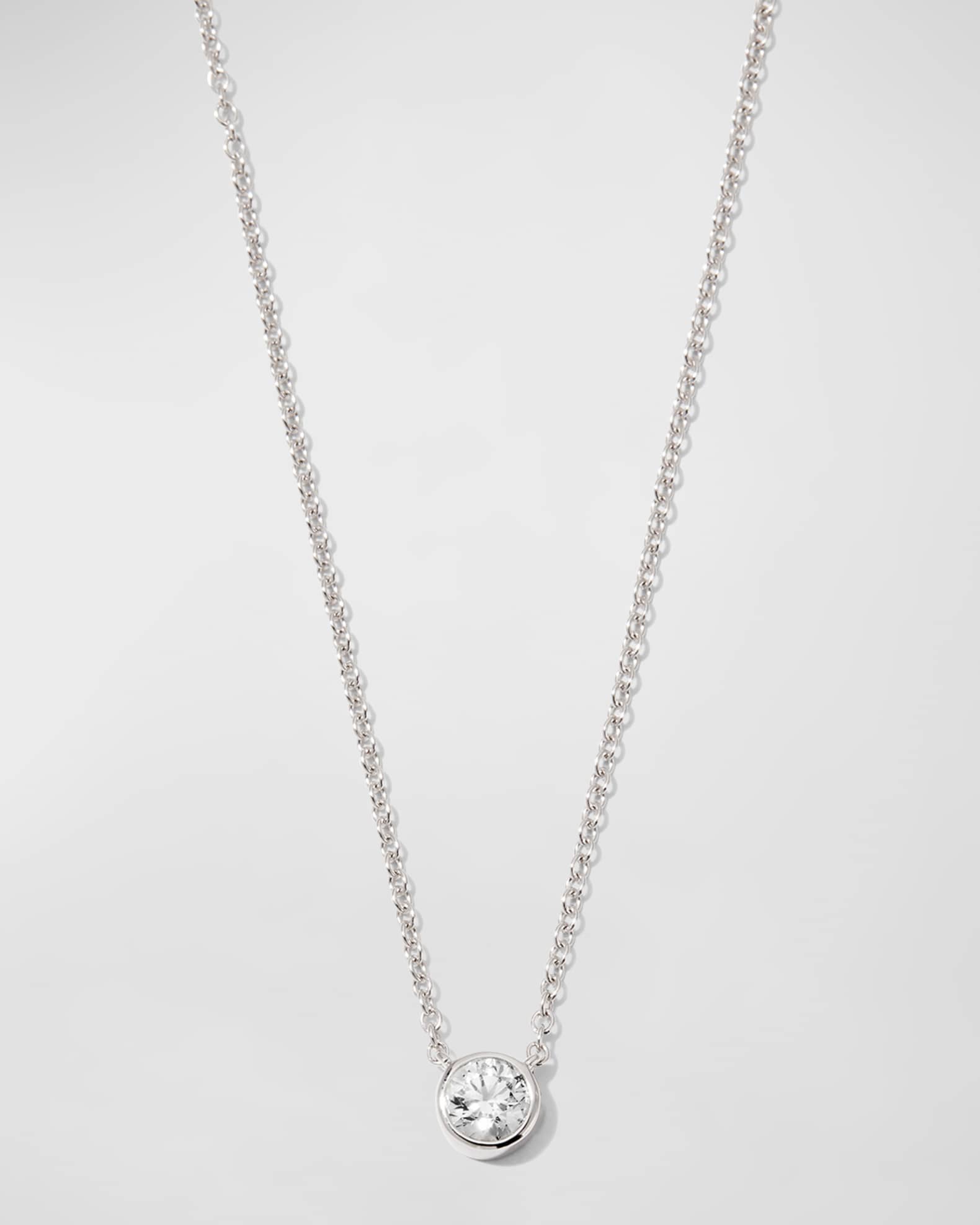 White Gold Solo Bezel Diamond Necklace, 18"L, 0.28-0.33tcw 0