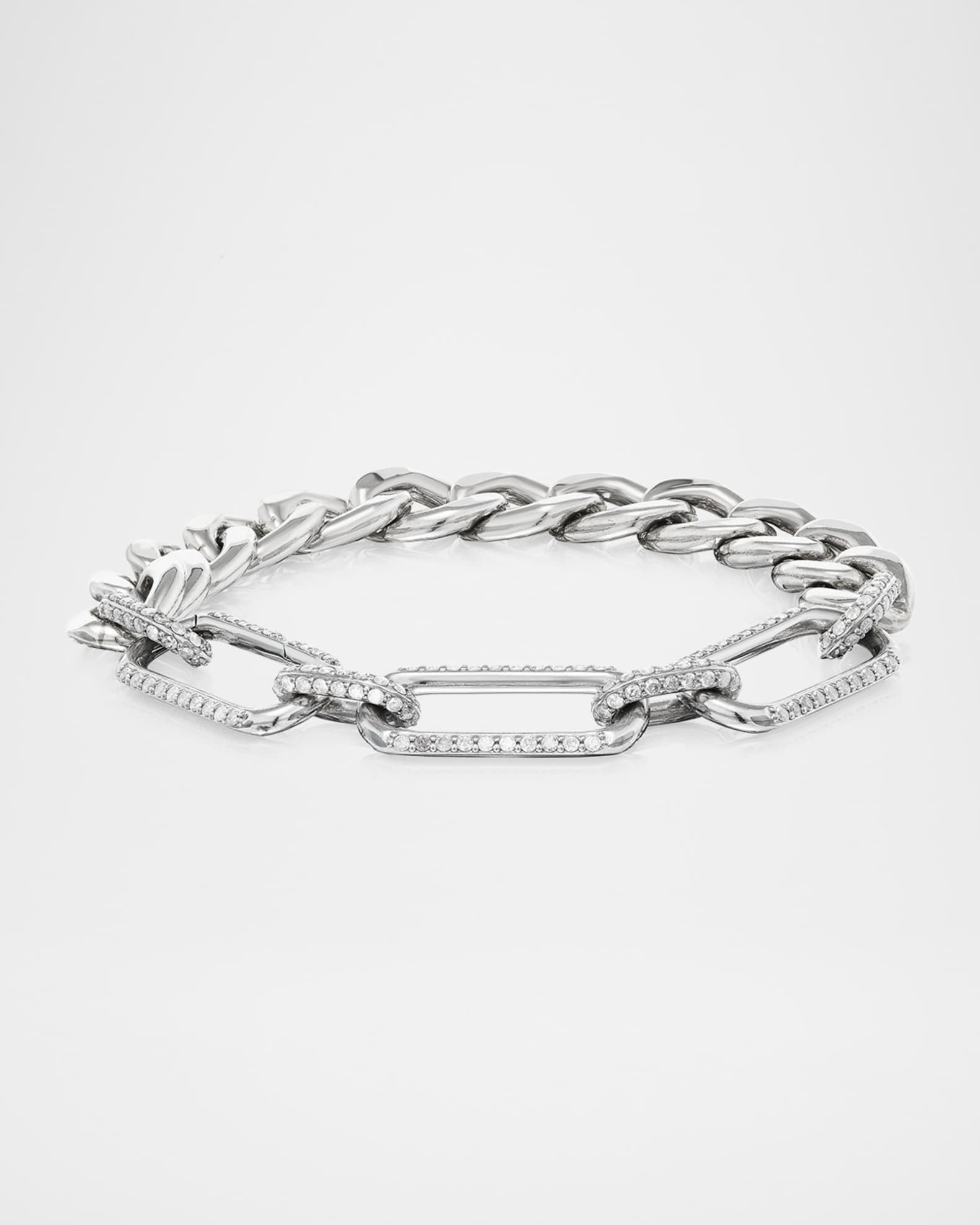 Large Soho Curb Link Diamond Bracelet in Sterling Silver 0