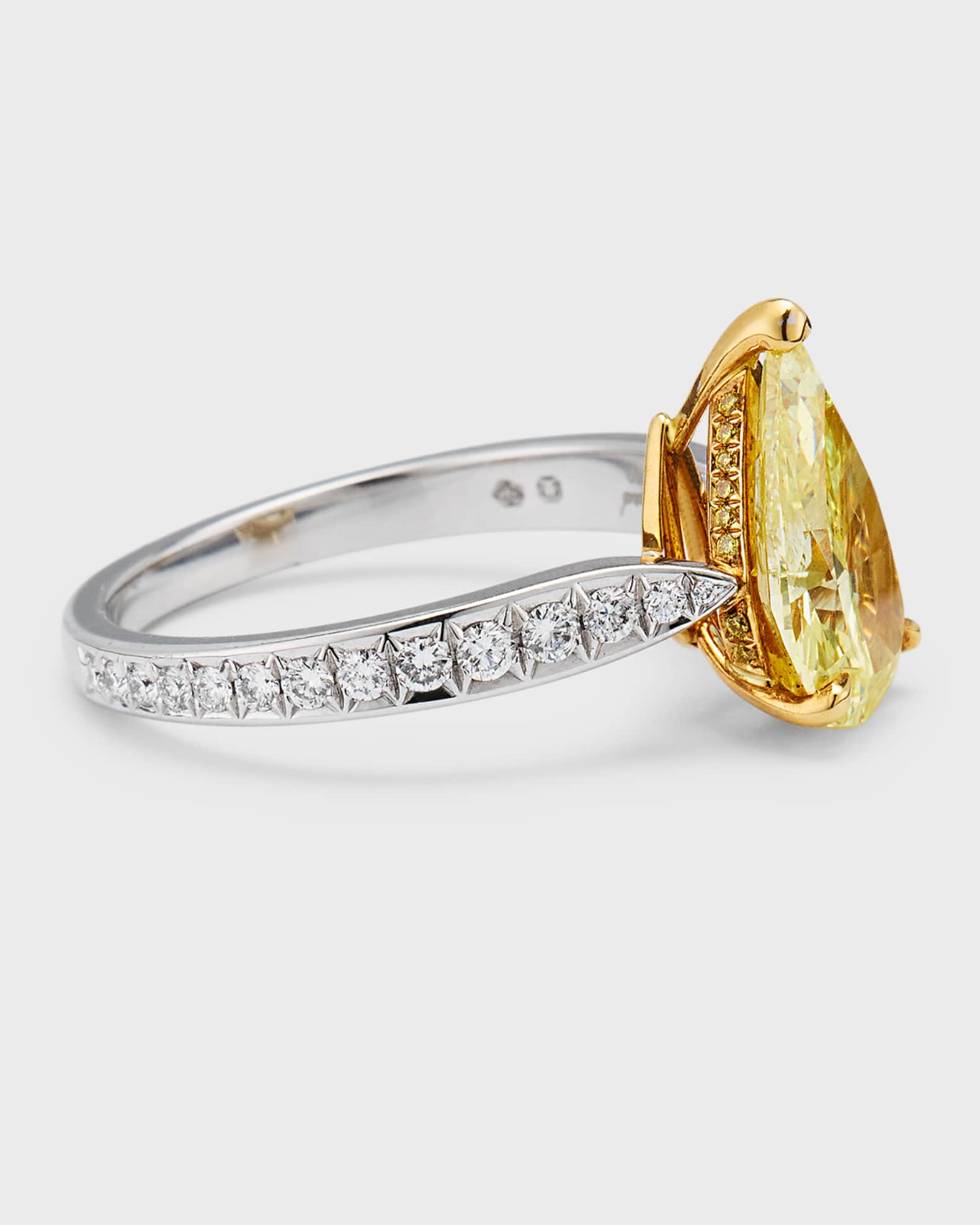High Jewelry 18K White Gold One of a Kind Yellow Diamond Solitaire Ring