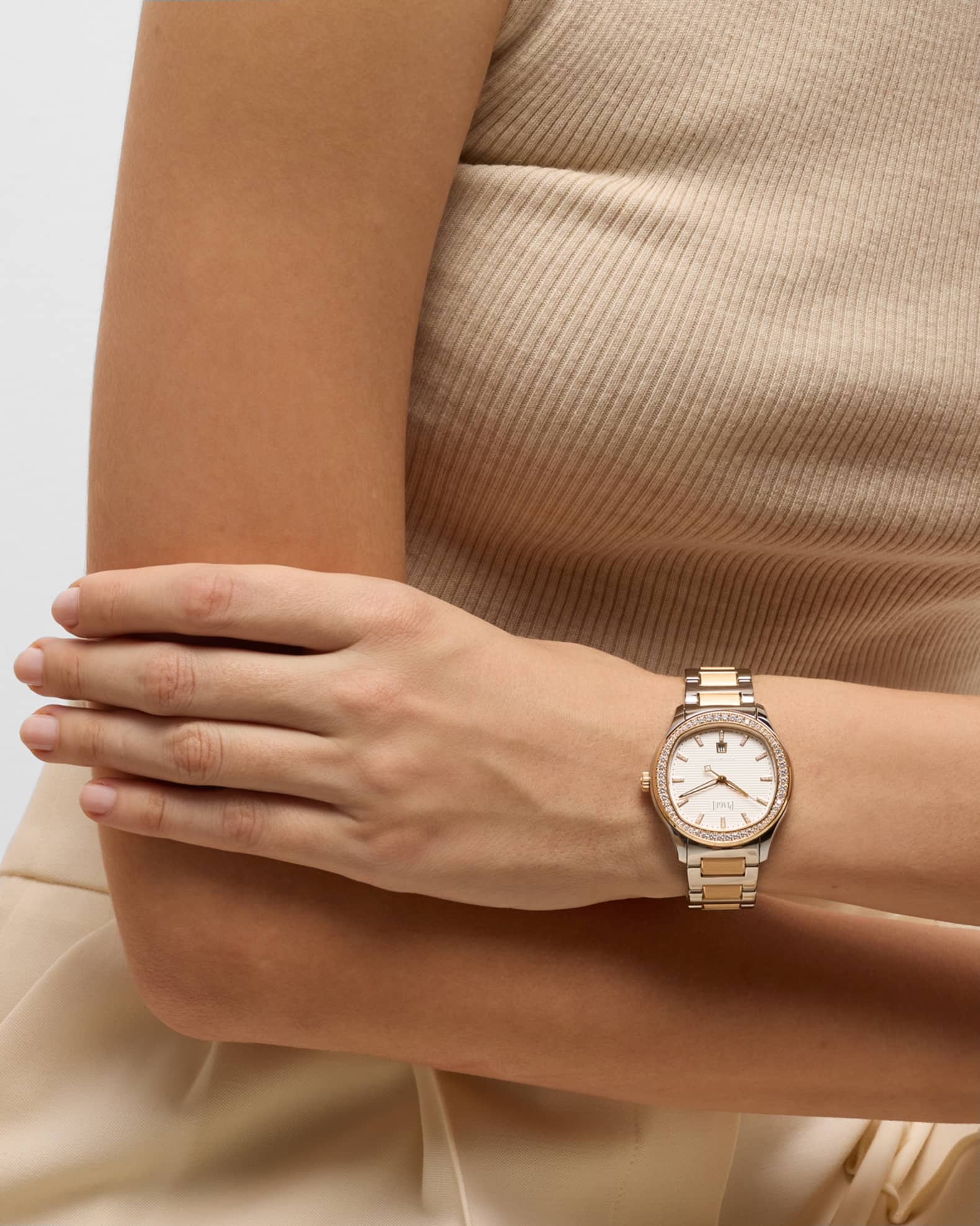 Polo Date 36mm Steel & 18K Rose Gold Diamond Bezel Watch 1