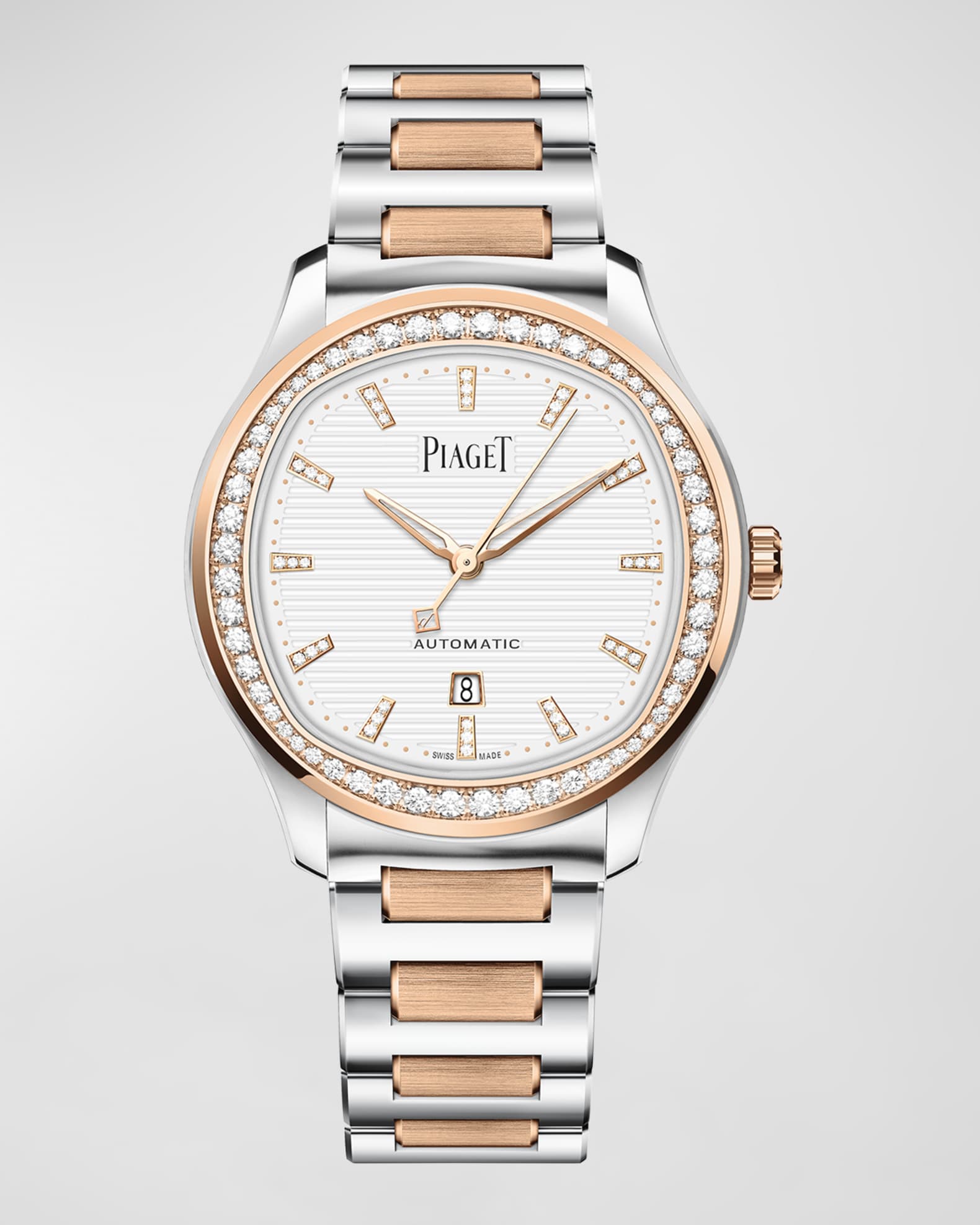 Polo Date 36mm Steel & 18K Rose Gold Diamond Bezel Watch 0