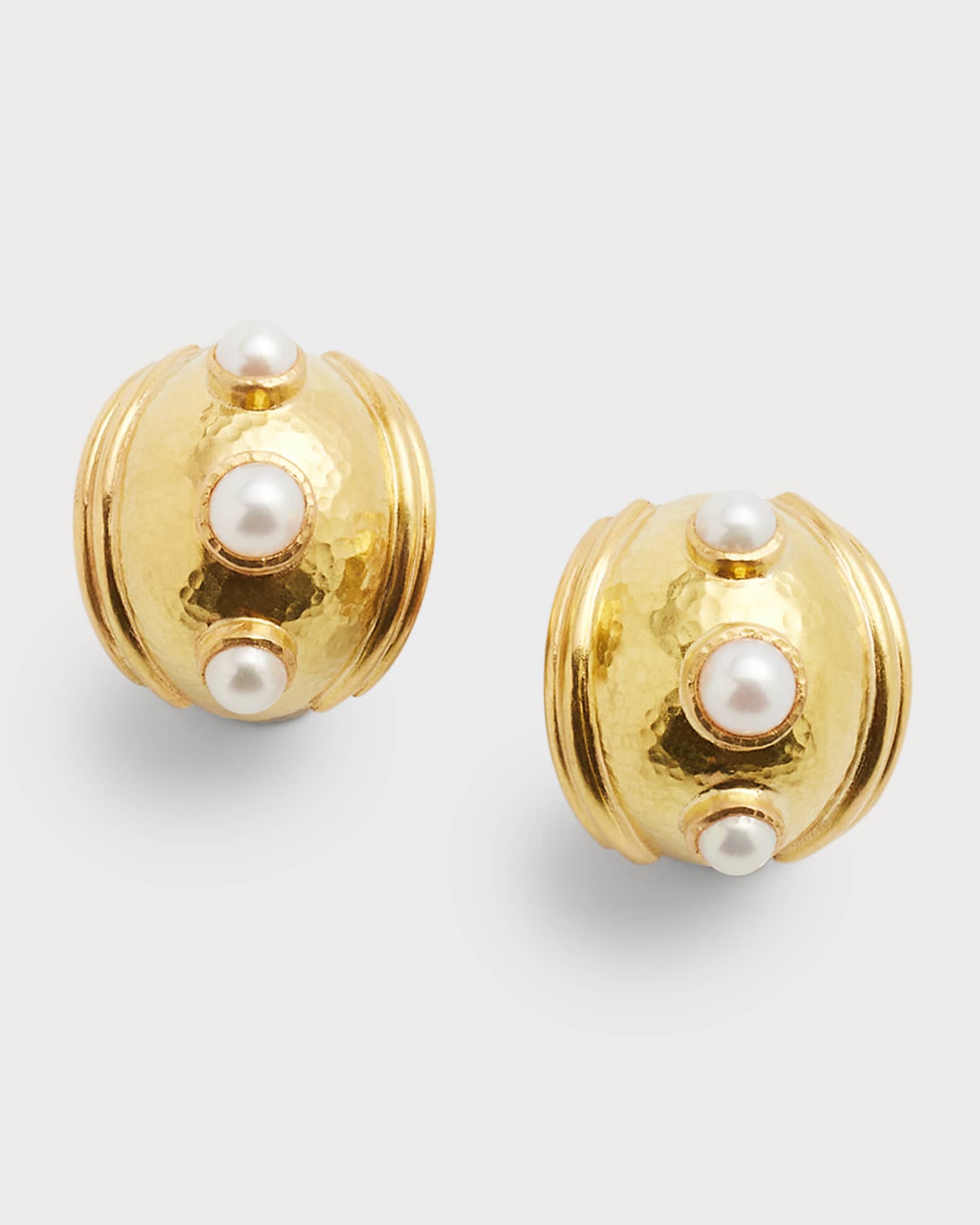Elizabeth Locke 19K Small Pearl Puff Earrings Neiman Marcus