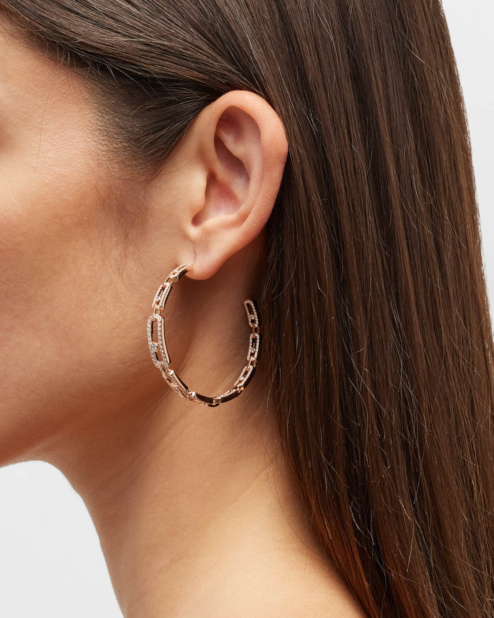 MOVE LINK 18K MEDIUM DIAMOND HOOP EARRINGS 1